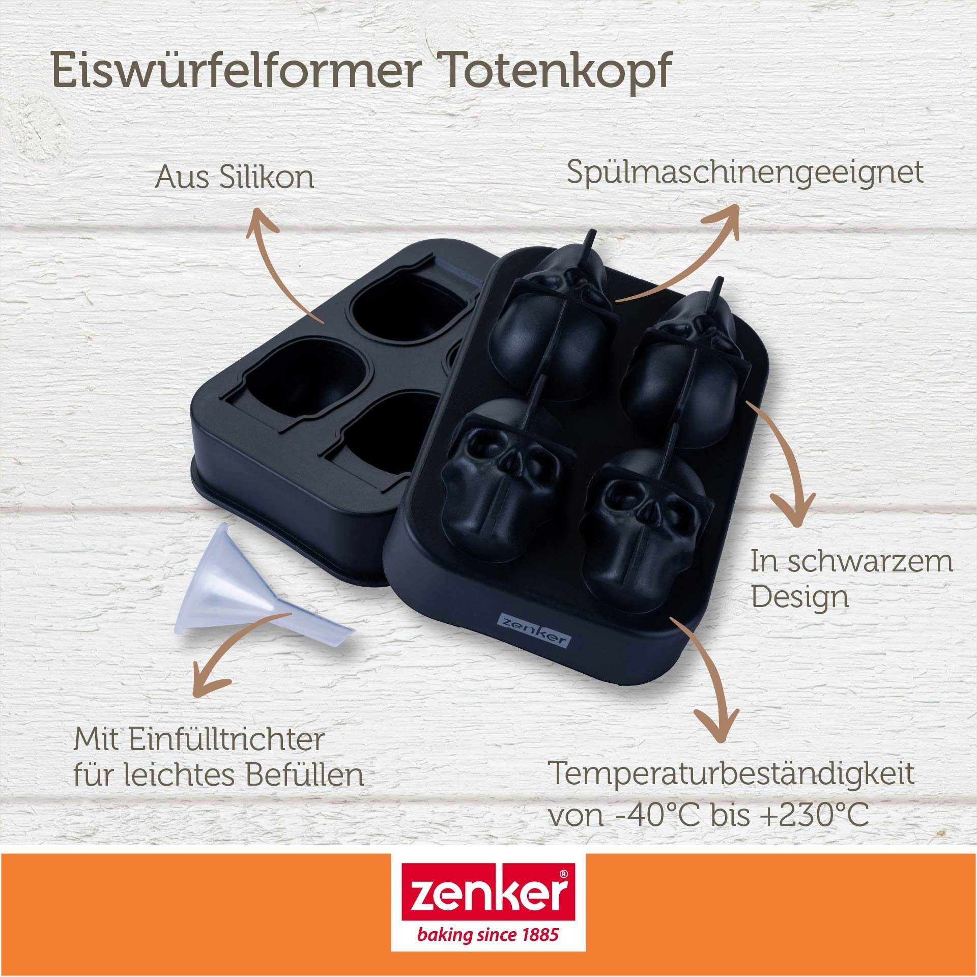 Zenker Eiswürfelform Totenkopf – Halloween Party Highlight, Minikuchenform