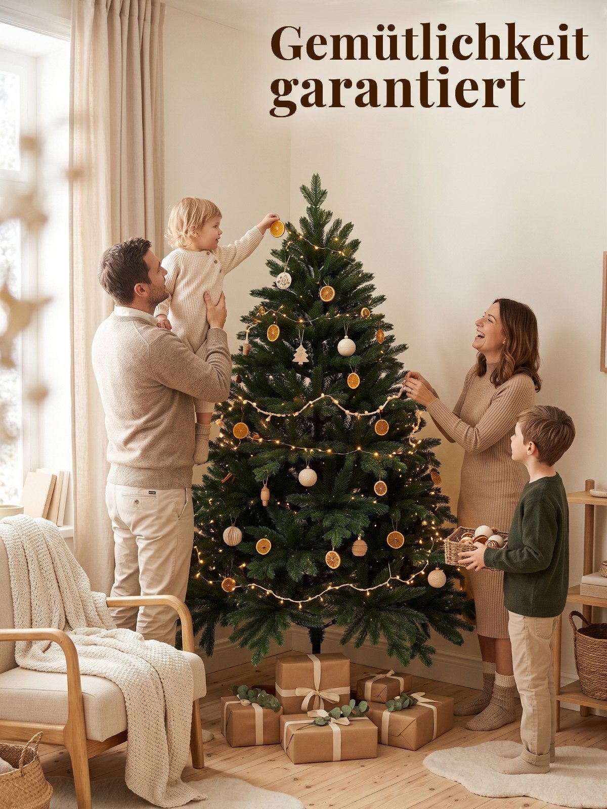 VIVANNO Künstlicher Weihnachtsbaum Polyethylen NORDMANN 150 Rund - Ohne Led, 112x150 cm – Bild 3 von 5