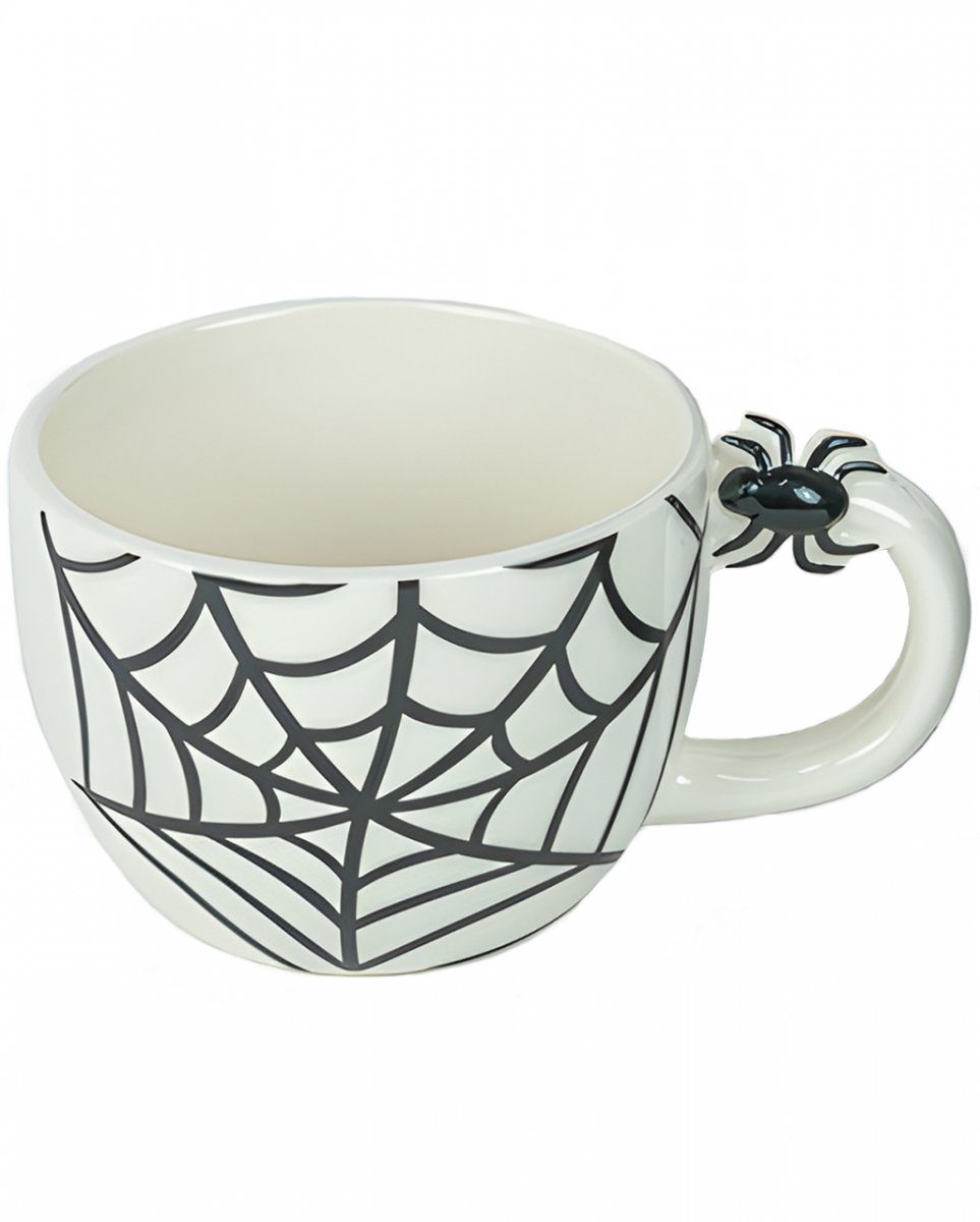Horror-Shop Geschirr-Set Weiße Lieblingstasse mit Spinne & Spinnweben als H, Keramik | Geschirr-Sets