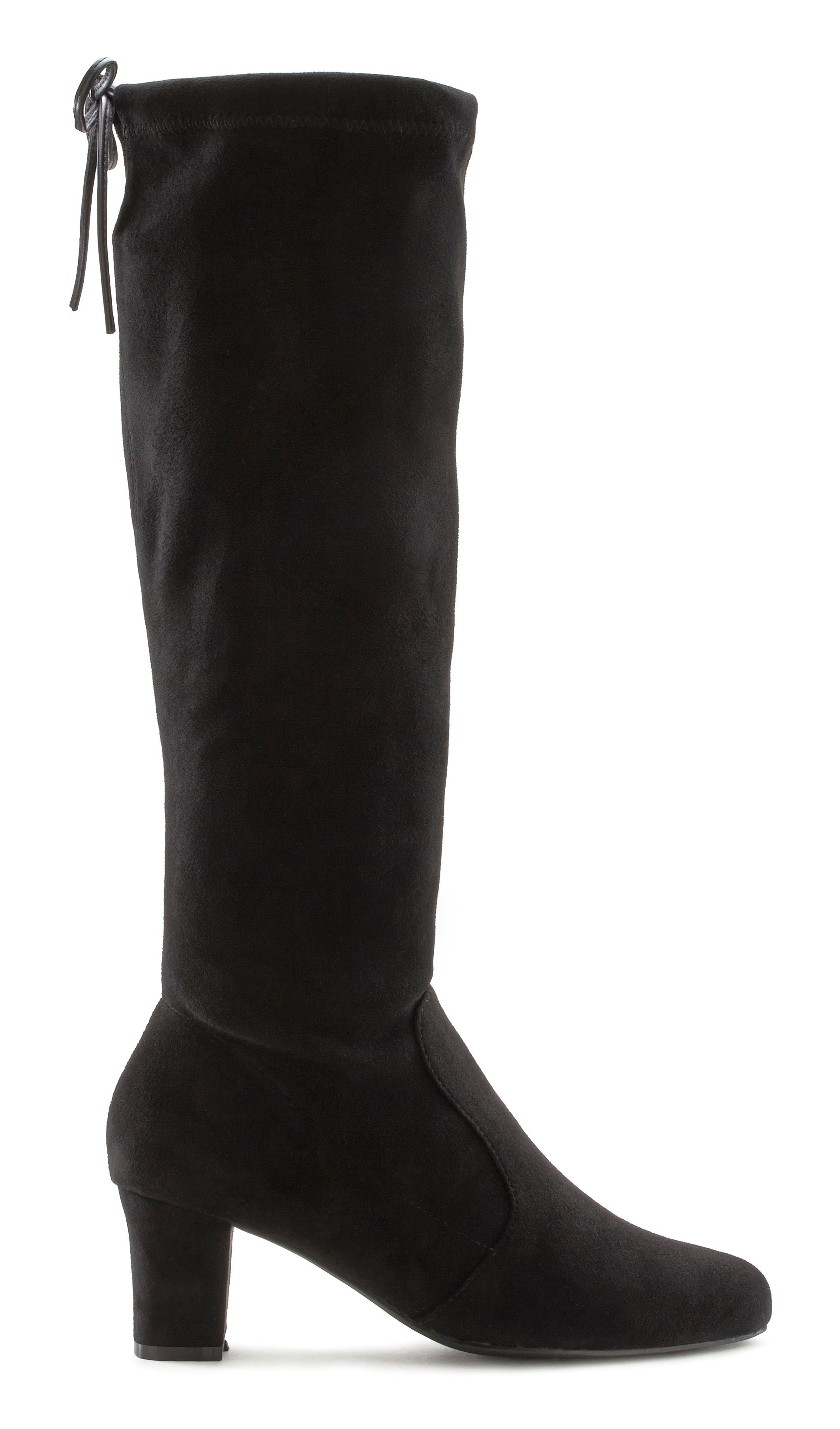 LASCANA Schlupfboots, Slouchy Boots, Slip-On, Schlupfstiefel aus stretchigem Material mit Blockabsatz in elegantem Design