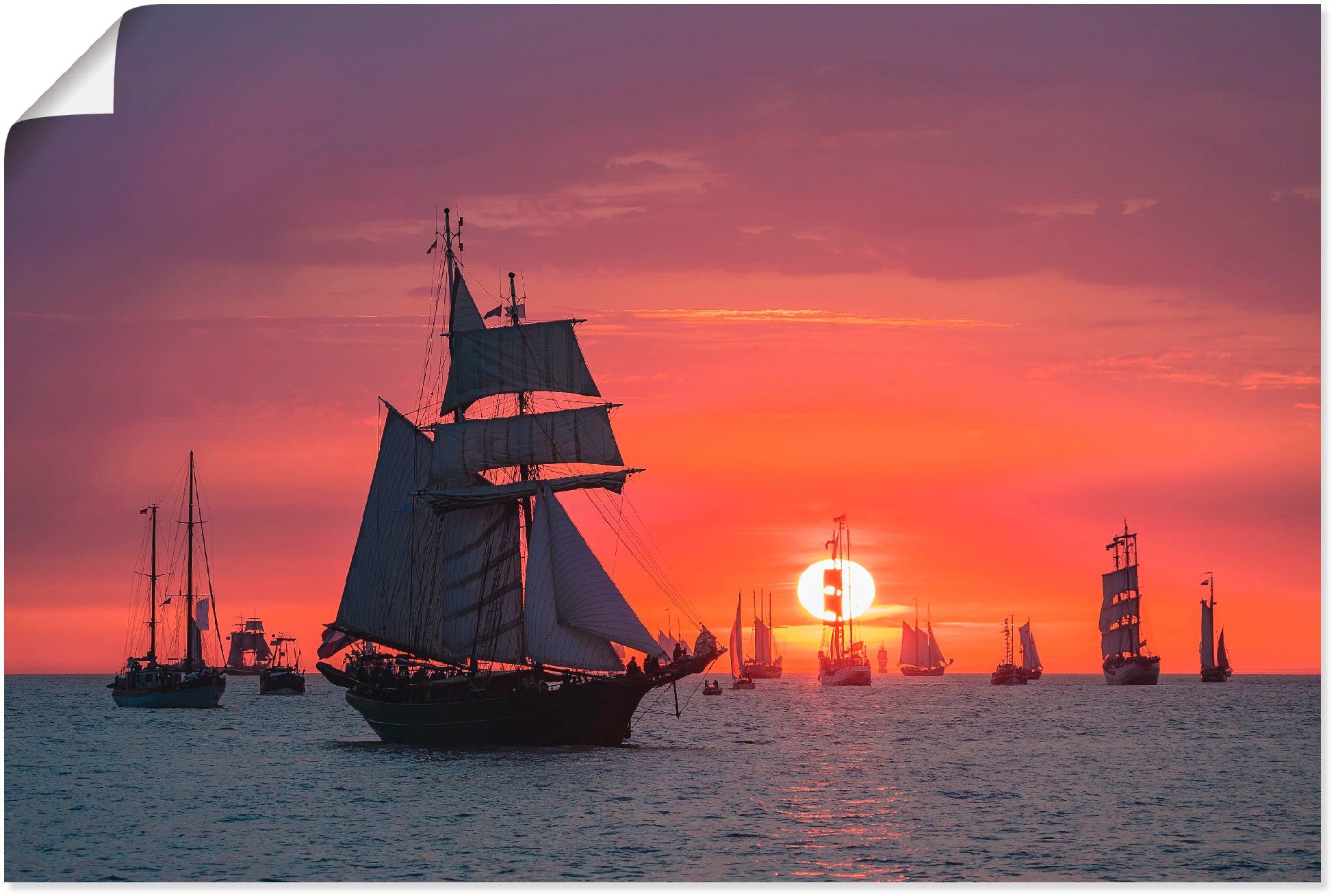 Wandbild Hanse Sail (1 Größen Segelschiffe Leinwandbild, Rostock, rot Schiffe Poster in & Wandaufkleber versch. oder Boote Alubild, St), als in Artland