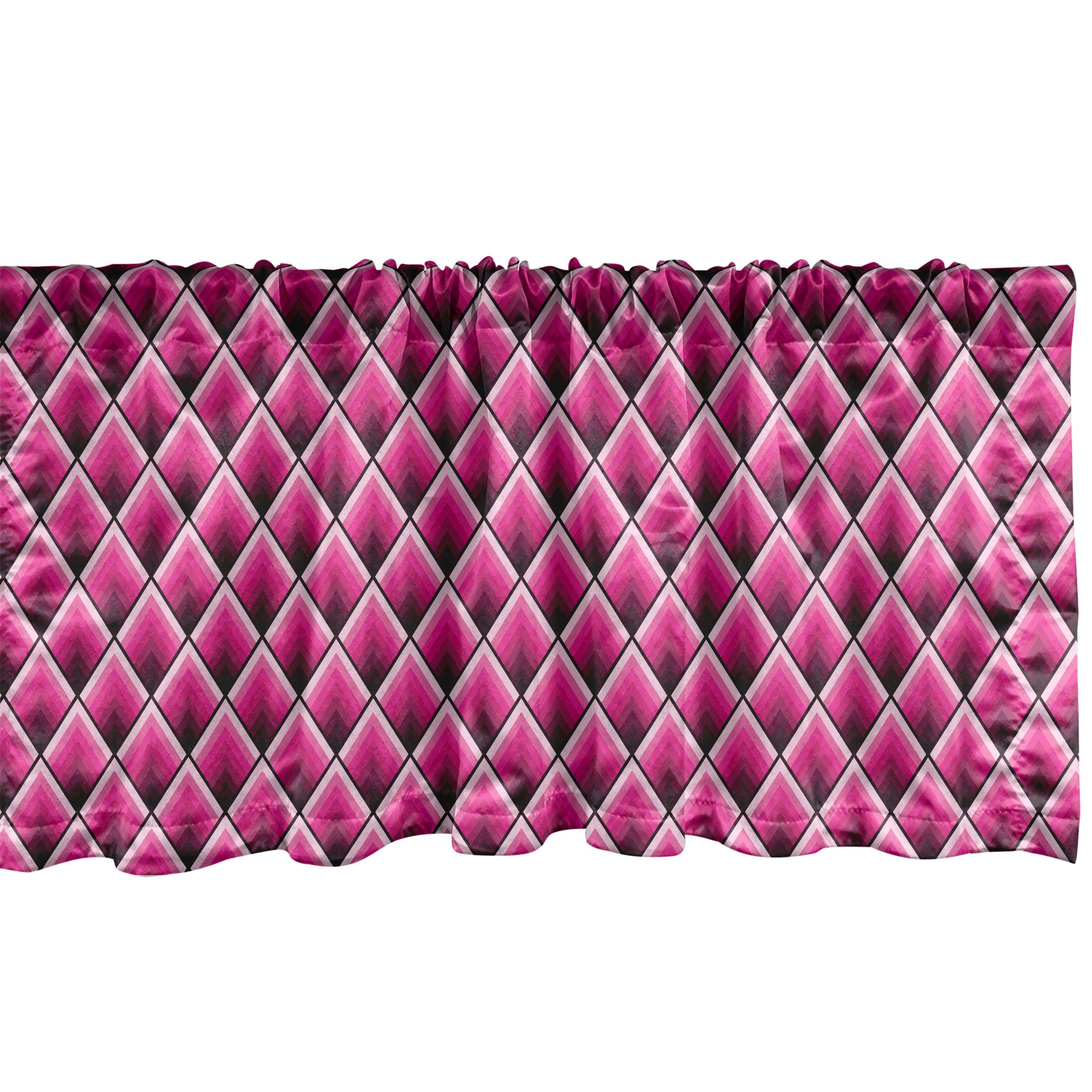 Scheibengardine Vorhang Volant für Küche Schlafzimmer Dekor mit Stangentasche, Abakuhaus, Microfaser, Geometrisch Sharp Rhombus Muster