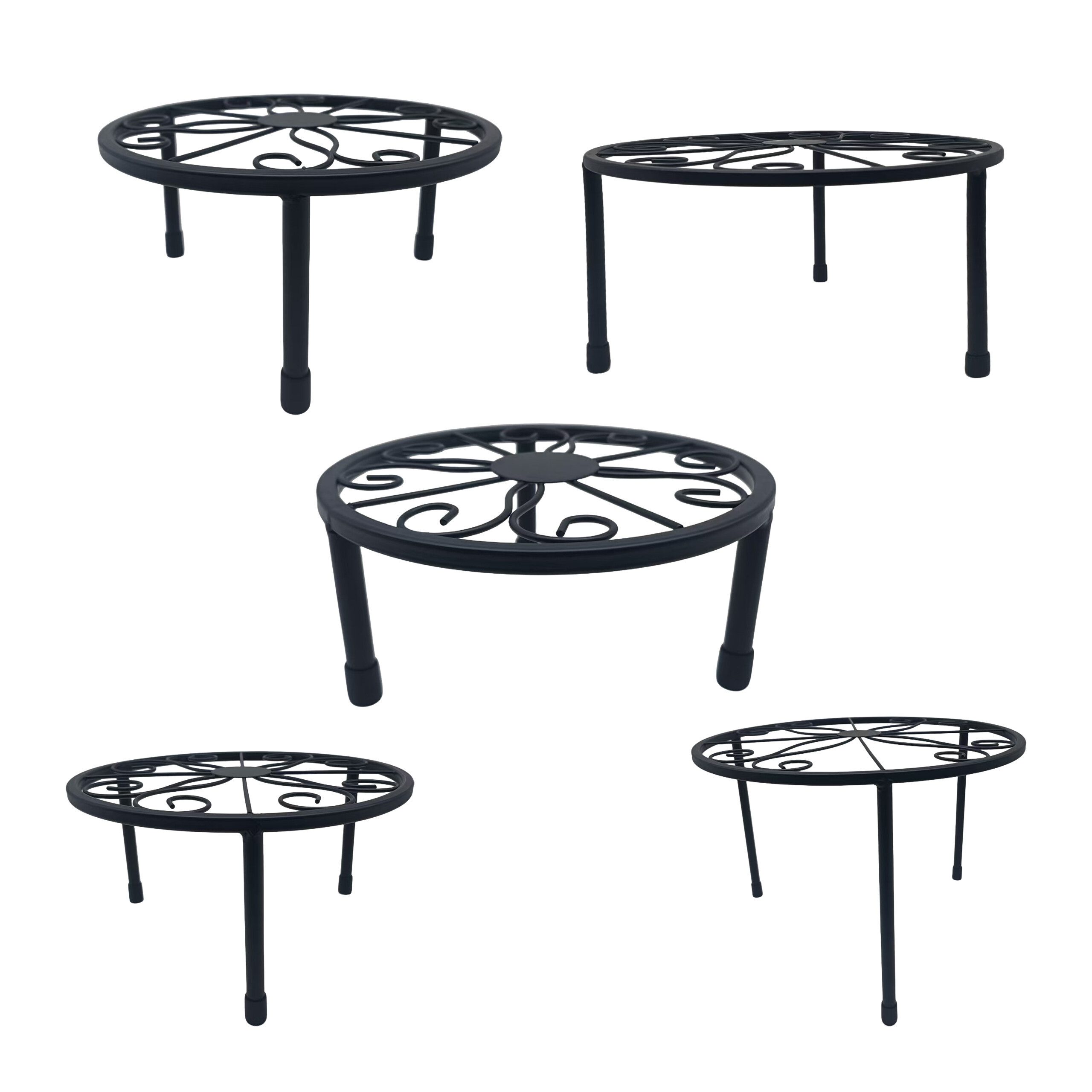 relaxdays Blumenhocker Runde Blumenständer im 5er Set (5er Set), schwarz
