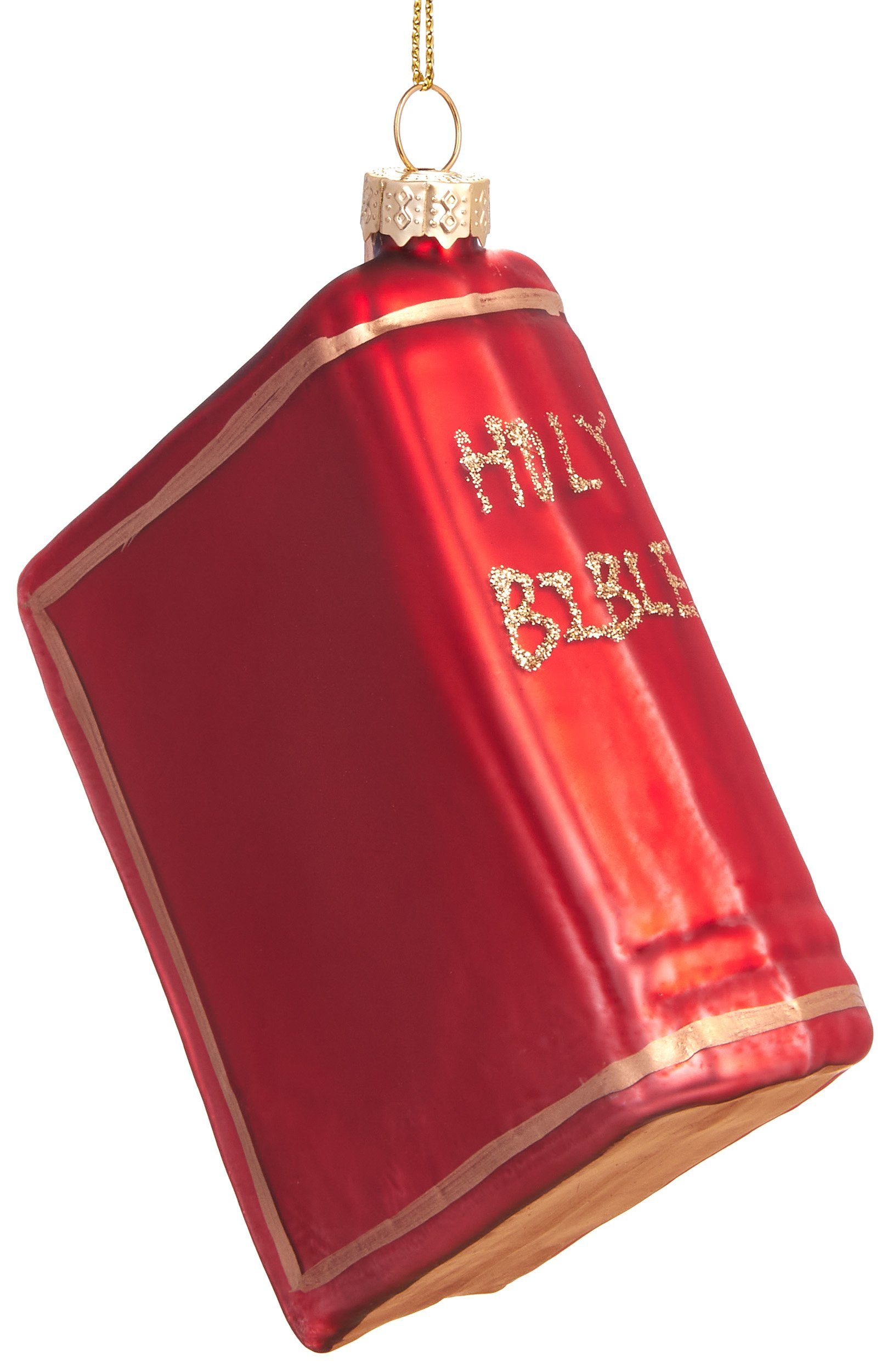 BRUBAKER Christbaumschmuck Mundgeblasene Weihnachtskugel Rote Bibel, Weihnachtsdekoration in kirchlicher Tradition aus Glas, 9 cm – Bild 3 von 4
