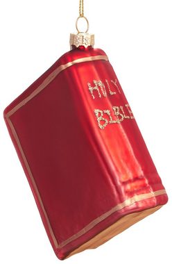 BRUBAKER Christbaumschmuck Mundgeblasene Weihnachtskugel Rote Bibel, Weihnachtsdekoration in kirchlicher Tradition aus Glas, handbemalt - 9 cm