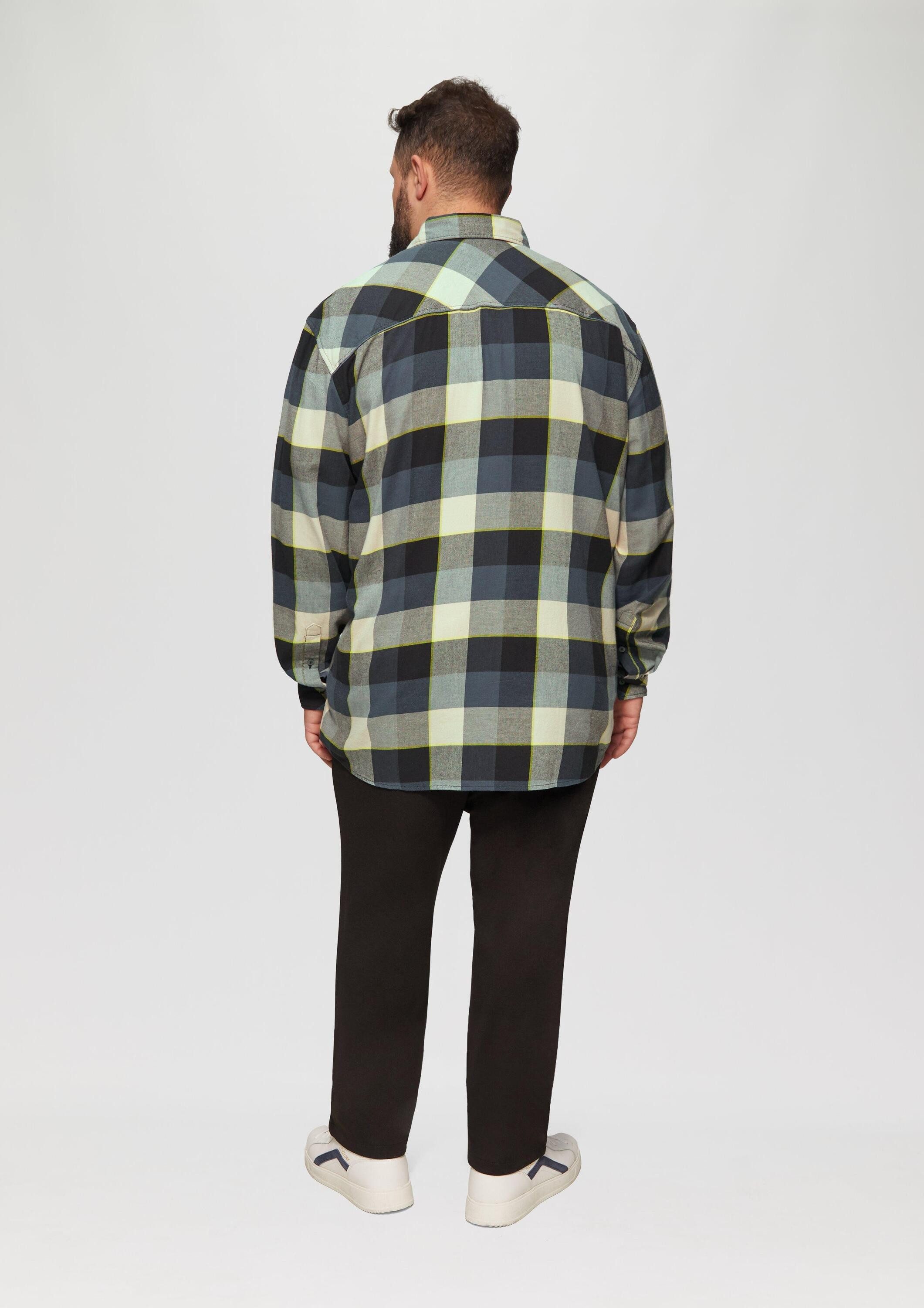 s.Oliver Langarmhemd Hemd Regular Fit: Kariertes Flanellhemd mit Brusttasche