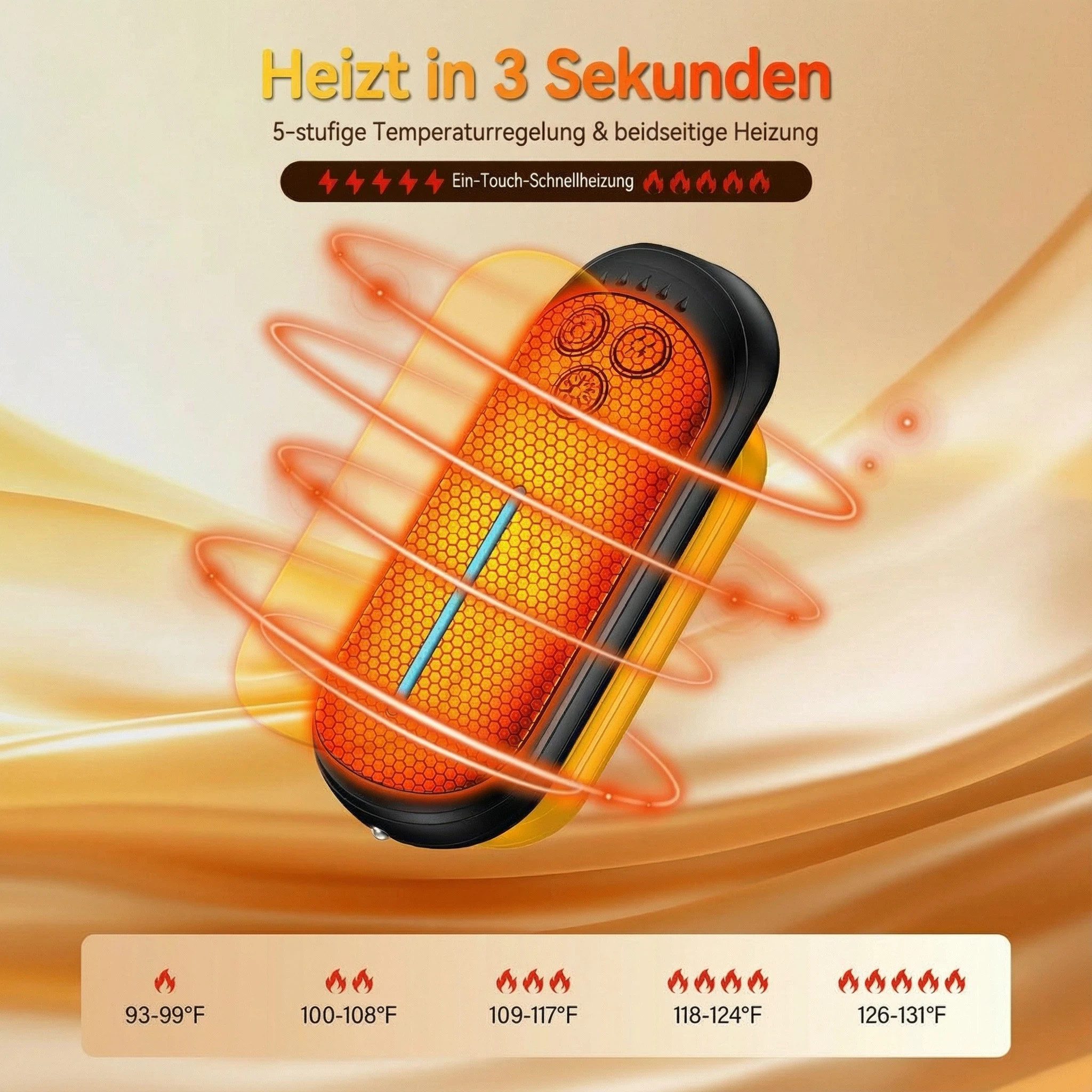 Kityhome Handwärmer Elektrische Handwärmer mit LED, 2er Set- 3000 mAh, 12h Wärme für Kälte, 2x elektrischer Handwärmer, 1x USB-Ladekabel, Sofortige & anpassbare Wärme, 2-in-1 Design & Komfort