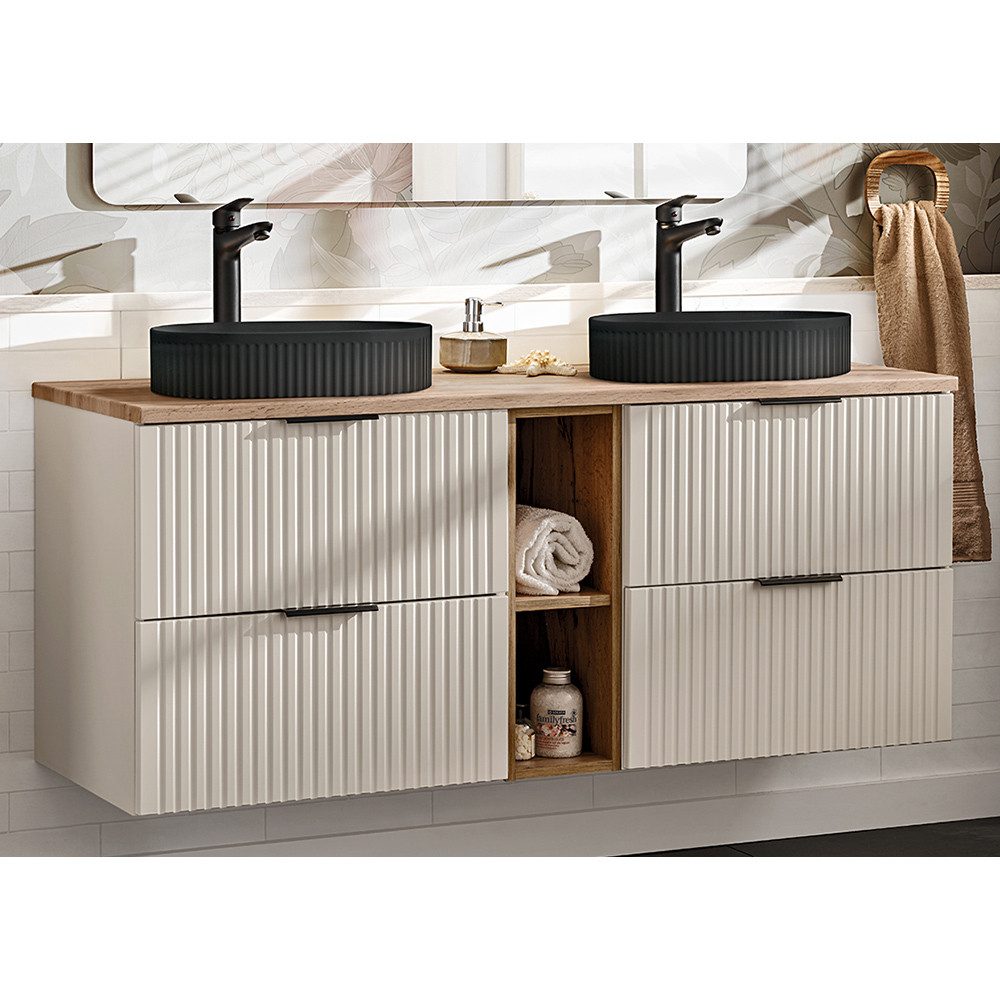Lomadox Doppelwaschtisch ADELAIDE-56-CASHMERE, 140cm breit mit günstig online kaufen