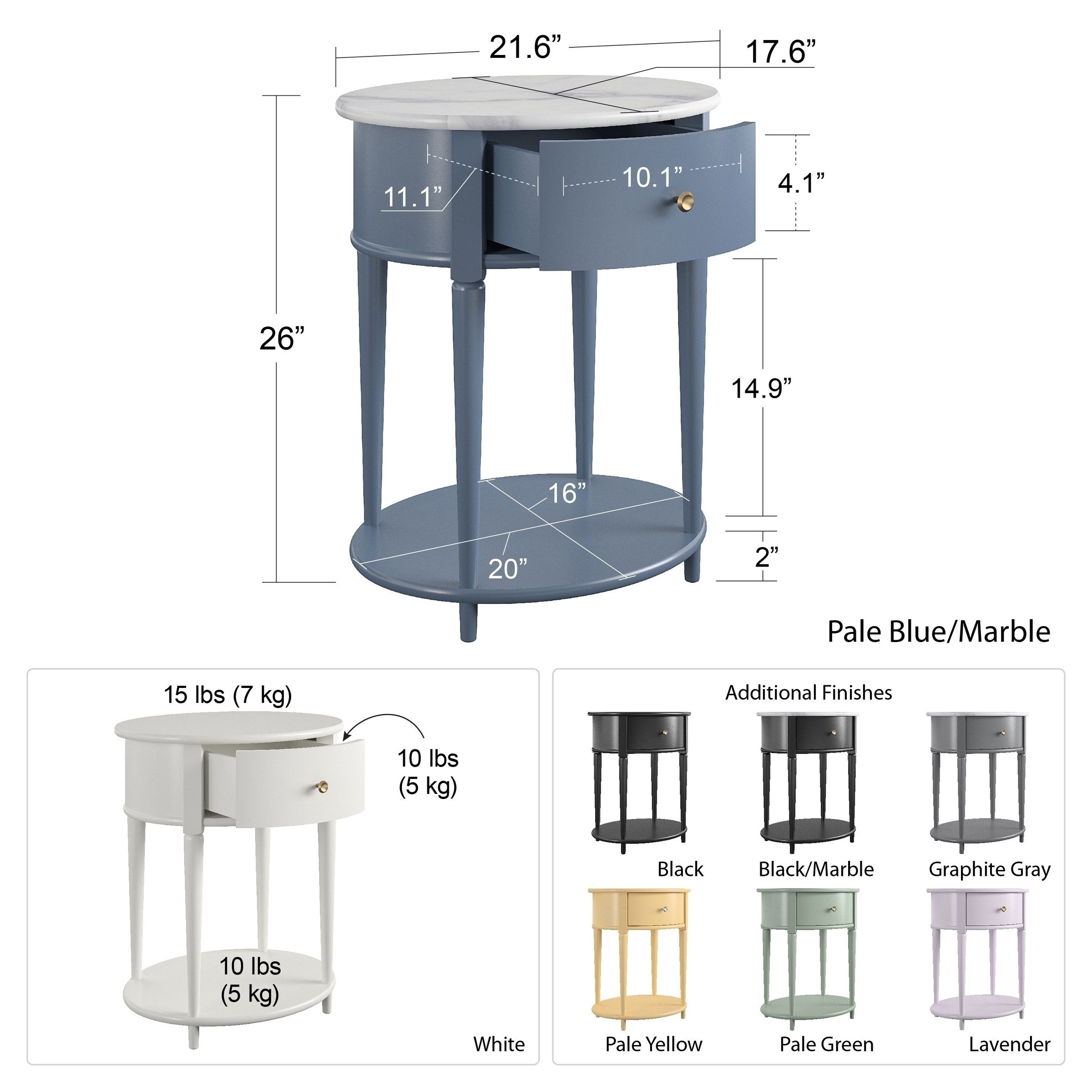 freiraum Beistelltisch Rundo, lavendel, 66x55x45 cm, MDF-Tischplatte, Schublade, goldener Griff