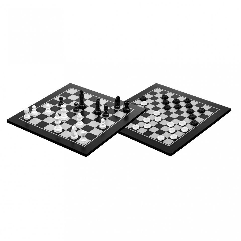 Philos Spiel, Schach-Dame-Set - schwarz gebeizt