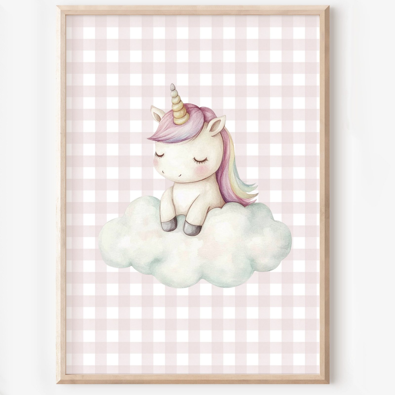 homestyle-accessoires Mehrteilige Bilder Kinderzimmer Bilderwand 8erSet Bilderset Babyzimmer EINHORN, Hochformat, Künstlerpapier, ohne Rahmen