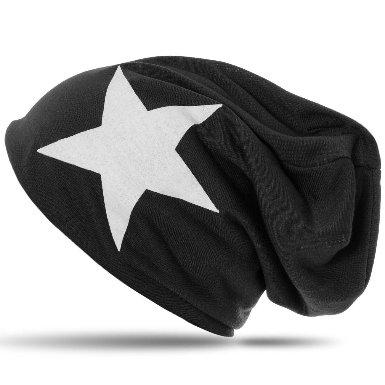 Stern klassiche Caspar MU069 leichte Beanie mit schwarz Unisex Print Mütze