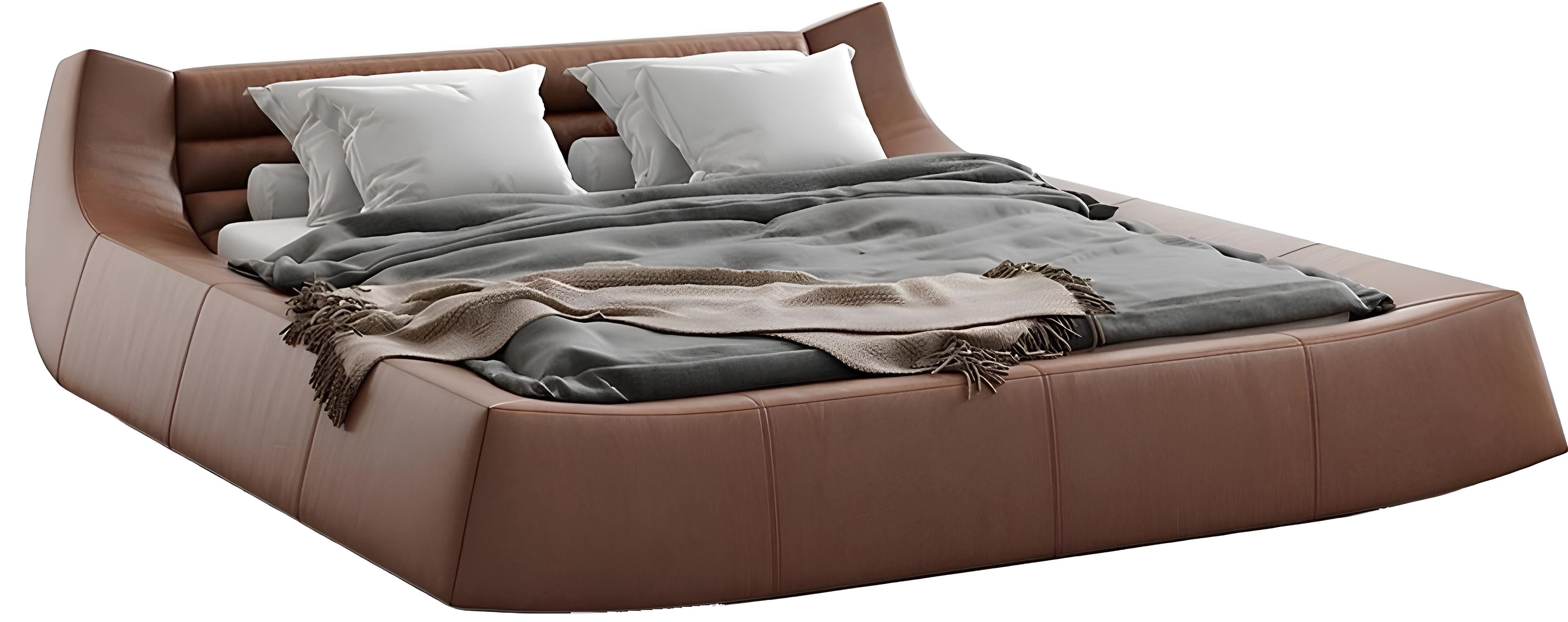 Xlmoebel Lederbett Modernes Designer-Doppelbett aus Leder und Stoff für Hotels (Bett, Bett), Hergestellt in Europa