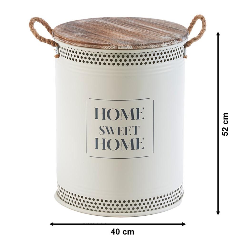 Kobolo Wäschekorb Aufbewahrungskorb HOME aus Metall und Holz mit Deckel und günstig online kaufen