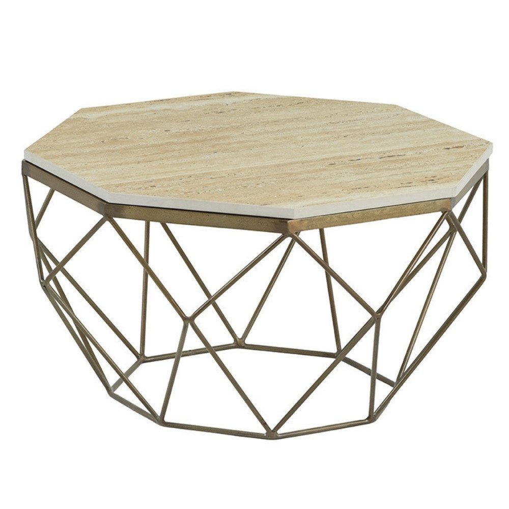 LebensWohnArt Couchtisch Exklusiver Couchtisch BIJOUX ca.70cm beige Travertin Handarbeit