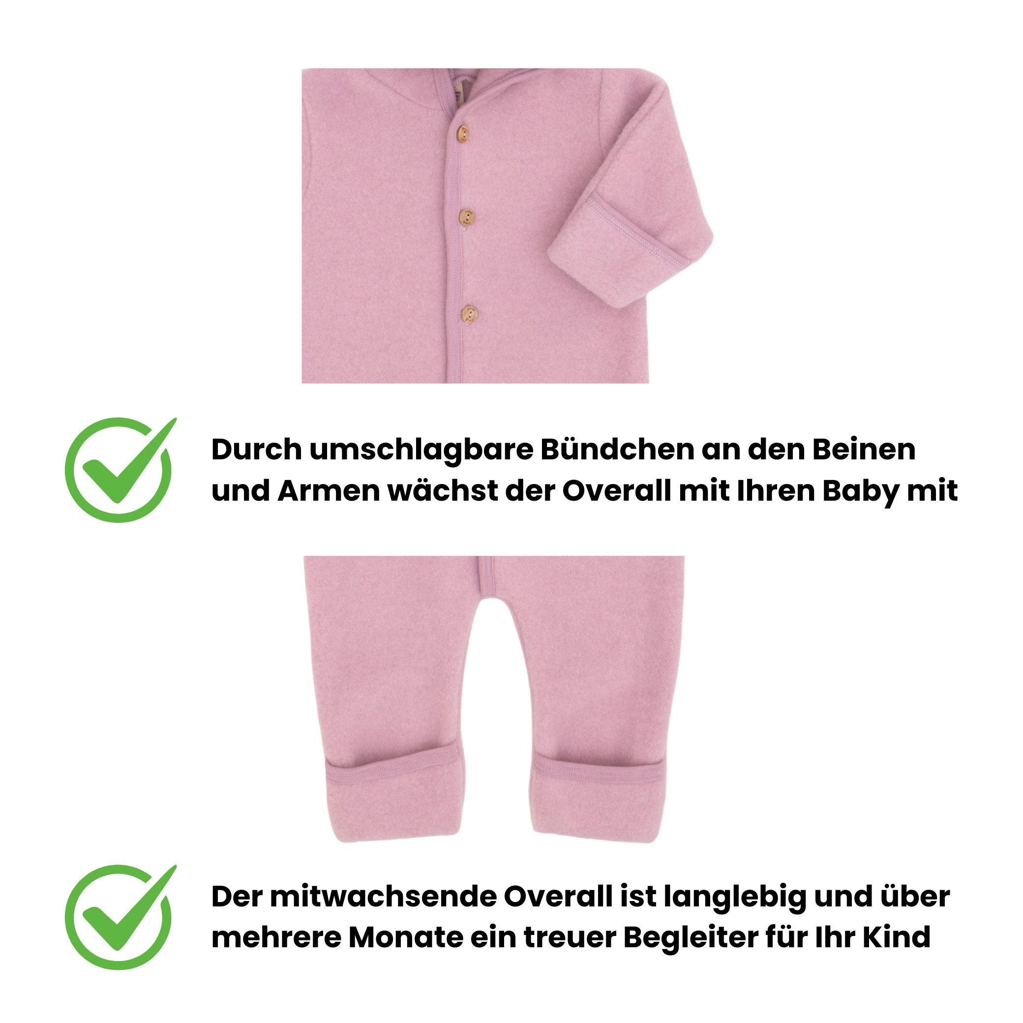 Kinderhaus Blaubaer Schlafoverall Baby-Overall mit Kapuze, Holzknöpfen & Mulltuch Blaubaer