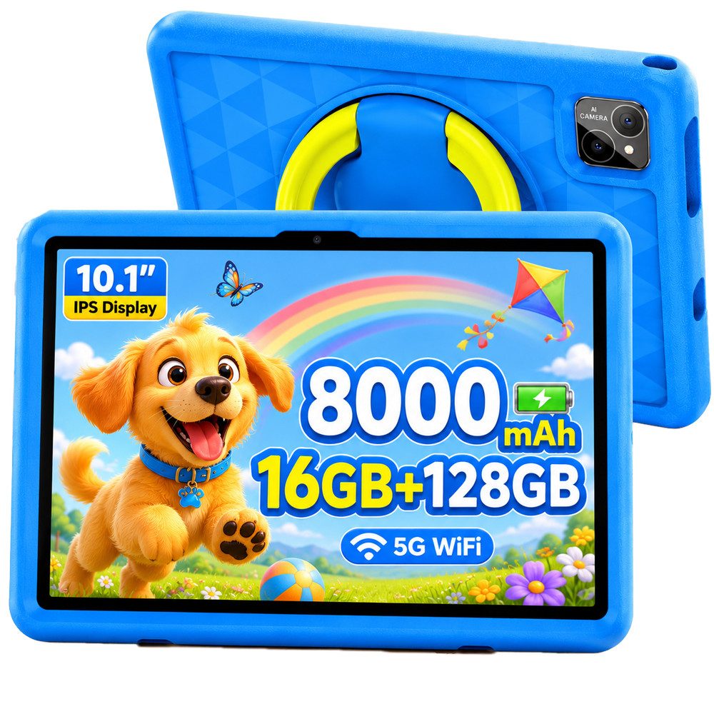 VASOUN TAB11 Kinder-Tablet 10 Zoll,128 GB,8000mAh Tablet (10.1", 128 GB, (Android,WiFi,Dual-Kamera,Bumper Kindersicherung,Elterliche Kontrolle)