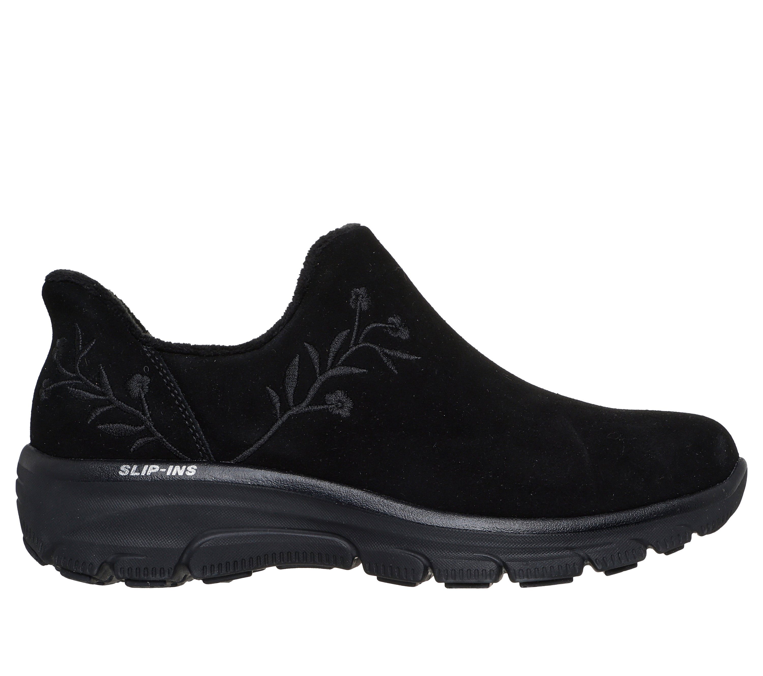 Skechers EASY GOING-FLORAL MOMENT Slip-On Sneaker Schlupfschuh, Halbschuh, Freizeitschuh mit Blumenmotiv seitlich