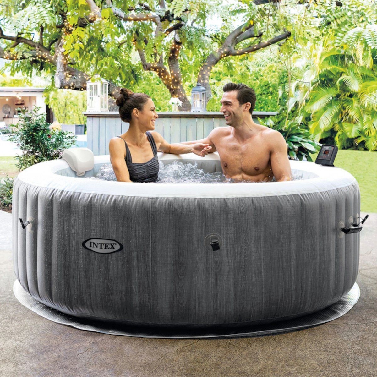 Intex Whirlpool 28440 - Whirlpool - PureSPA Bubble »Greywood Deluxe« (196cm), + umfangreiches Zubehör