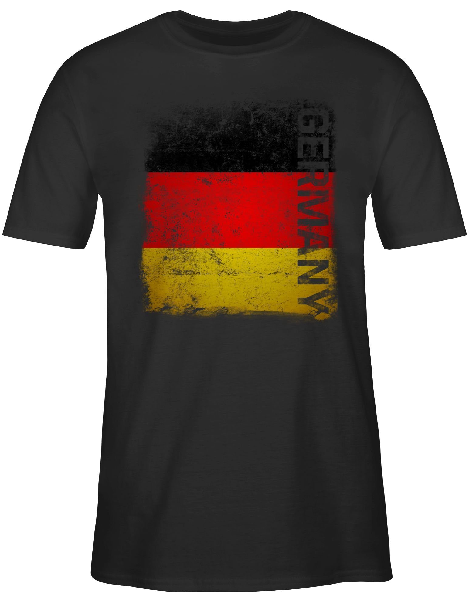 Shirtracer T-Shirt 2024 Vintage Schwarz 1 Fussball Germany EM Flagge