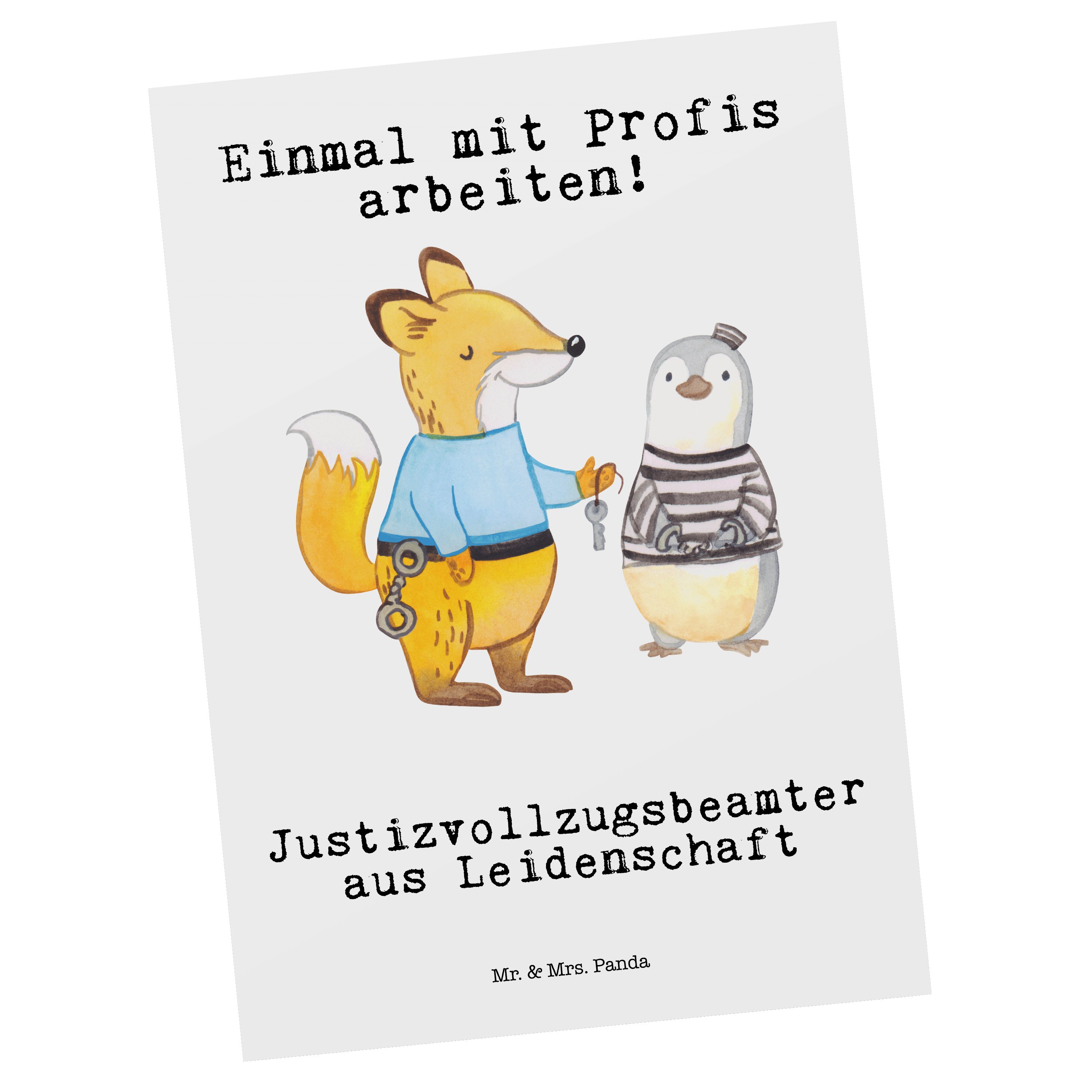 Mr. & Mrs. Panda Postkarte Weiß - Leidenschaft Justizvollzugsbeamter Geschenk, Dankeskarte - aus