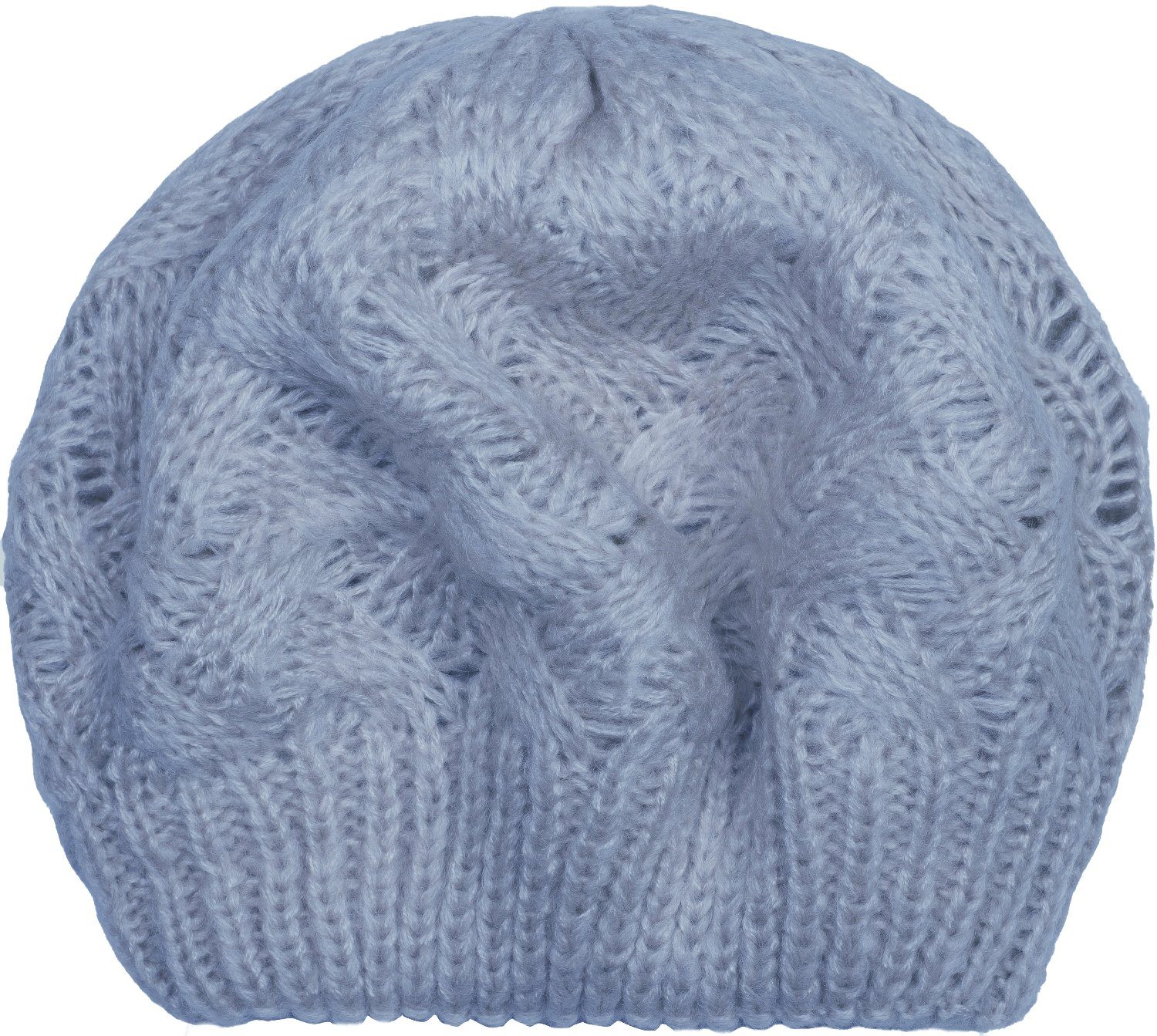 styleBREAKER Baskenmütze Strick Baskenmütze mit Zopfstrick Muster (1-St)
