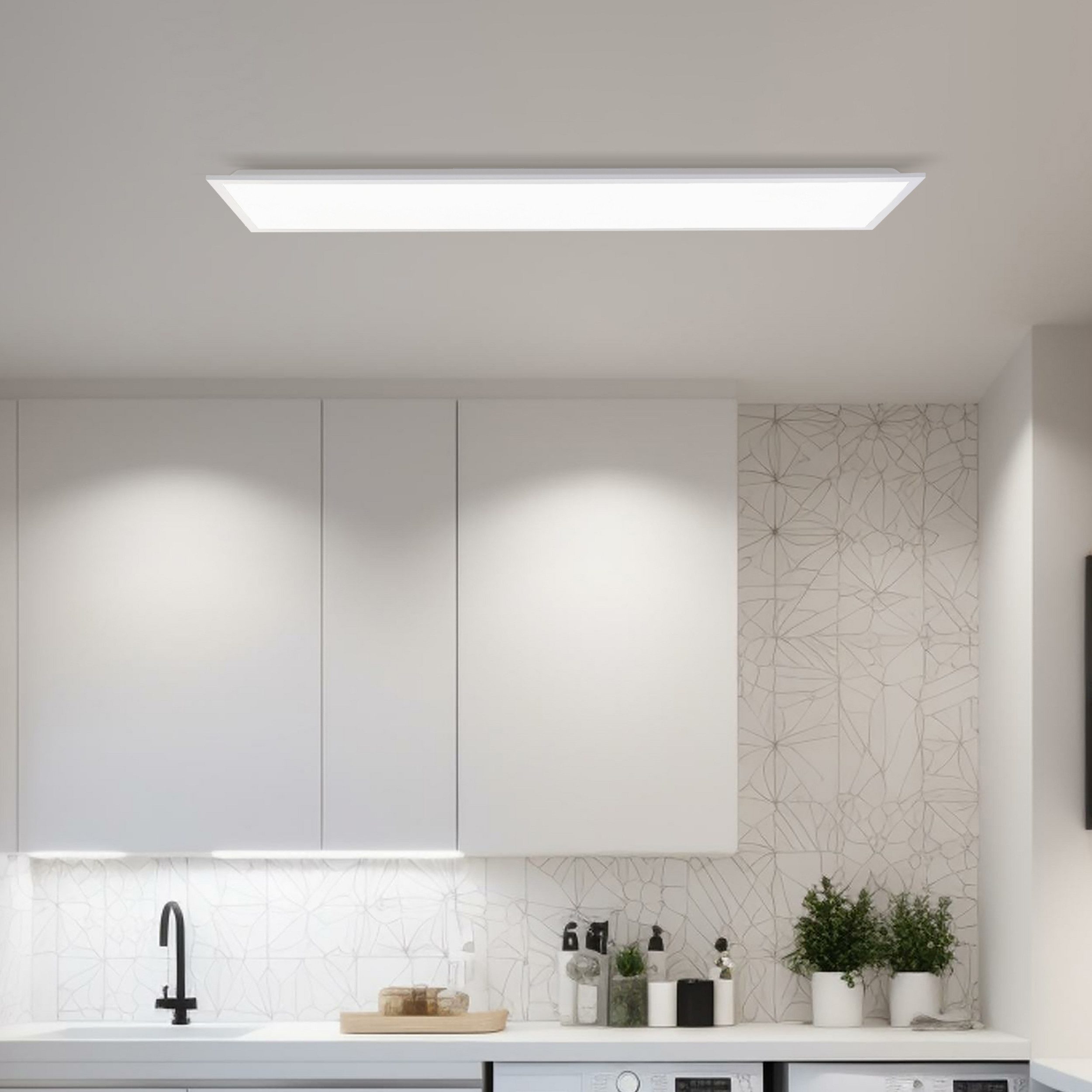 Lightbox LED Panel, LED fest integriert, Neutralweiß, LED Deckenaufbau-Paneel, 120x30 cm, 4600 lm, 4000 K, Aluminium, weiß