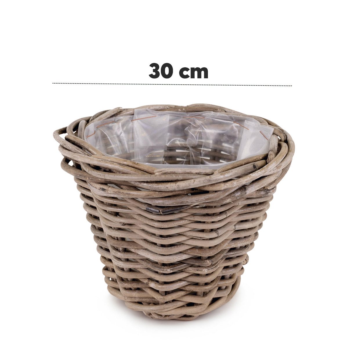 matches21 HOME & HOBBY Blumentopf Rattan Pflanzkübel als hoher, runder Pflanztopf in 30 x 23 cm (1 St), Hohe Rattan-Körbe als Pflanz-Kästen Blumentöpfe für aussen