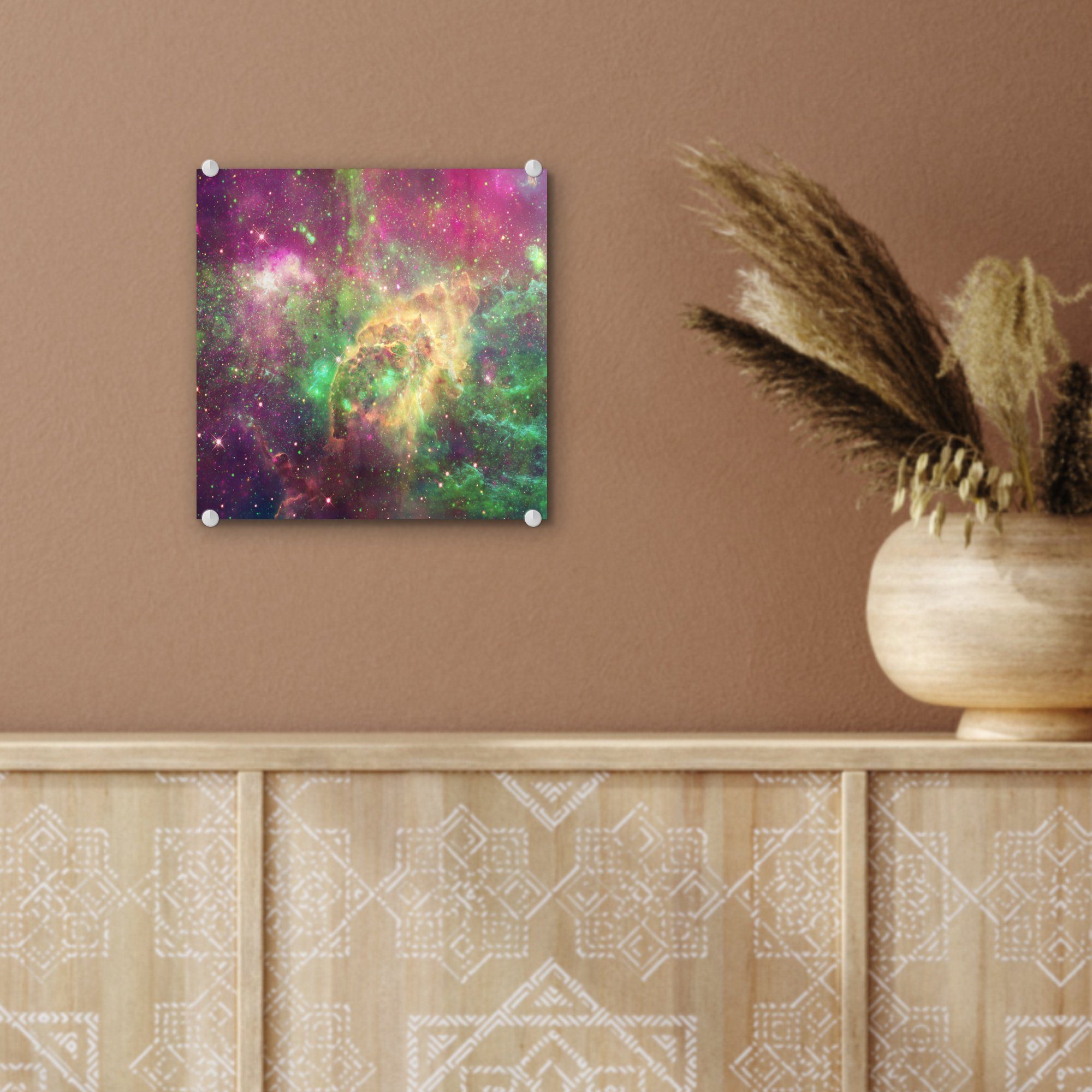 MuchoWow Acrylglasbild Foto St), - Wanddekoration Sterne (1 - Weltraum Glas Wandbild Farben, Glasbilder Bilder - Glas auf auf - 