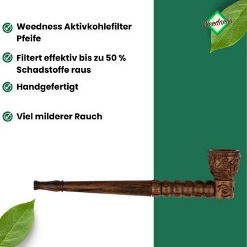 Weedness Signalpfeife Aktivkohlefilter-Pfeife 17 cm aus Ebenholz Handgeschnitzt Tabak, (1-St)