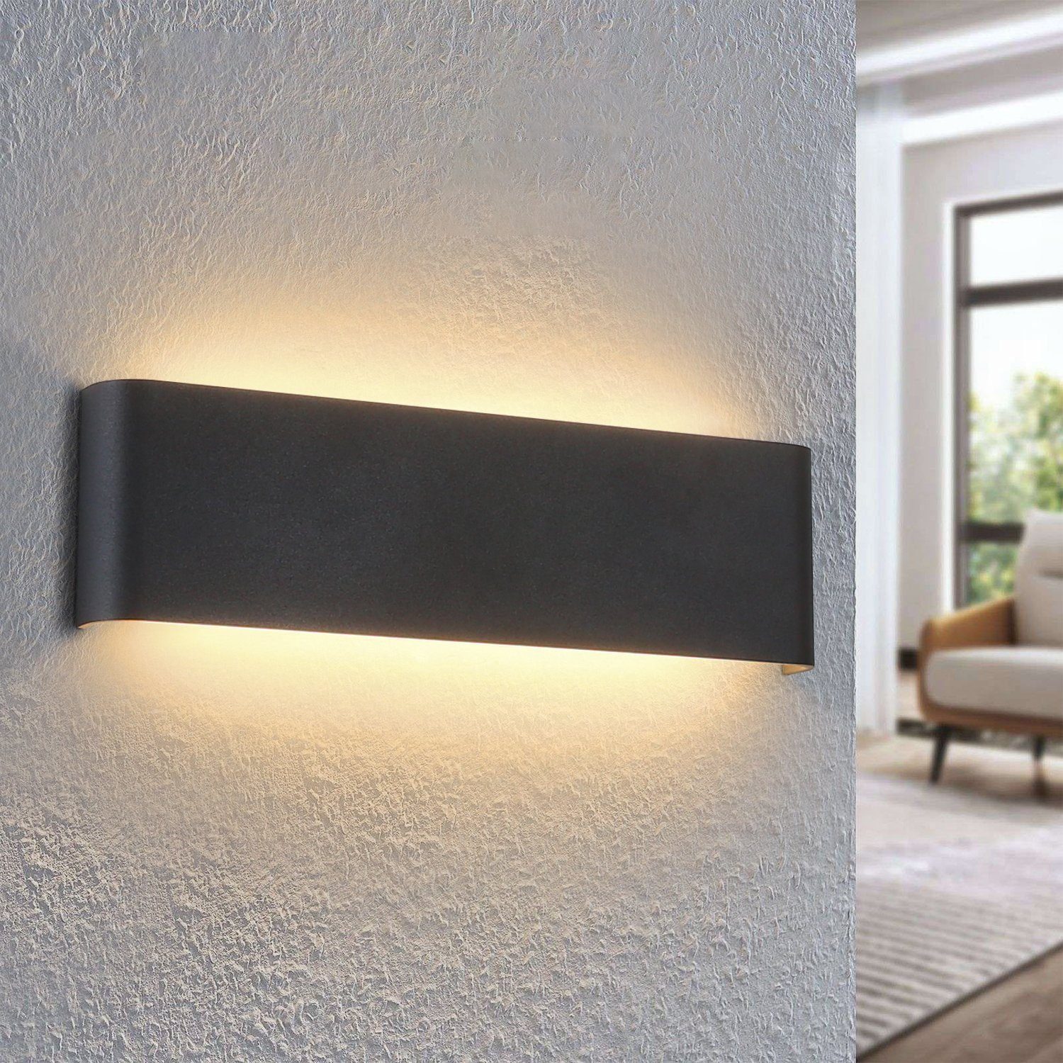 Nettlife LED Wandleuchte Warmweiß Modern 76cm Metall Blendfrei, LED fest integriert, Warmweiß schwarz
