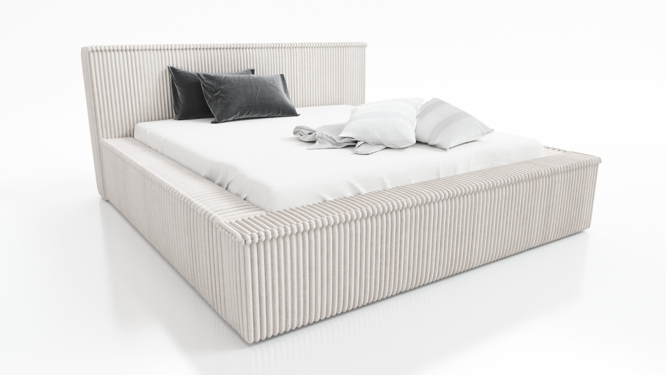 A&J MöbelLand GmbH Polsterbett RIO mit Lattenrost und Bettkasten. (Bett mit Kopfteil. Lattenrost und Bettkasten .Viele Вариантыn zur Auswahl – wählen Sie Размер und Farbe!, TOP ANGEBOT), Длина: 220 cm Höhe Kopfteil: 100 cm