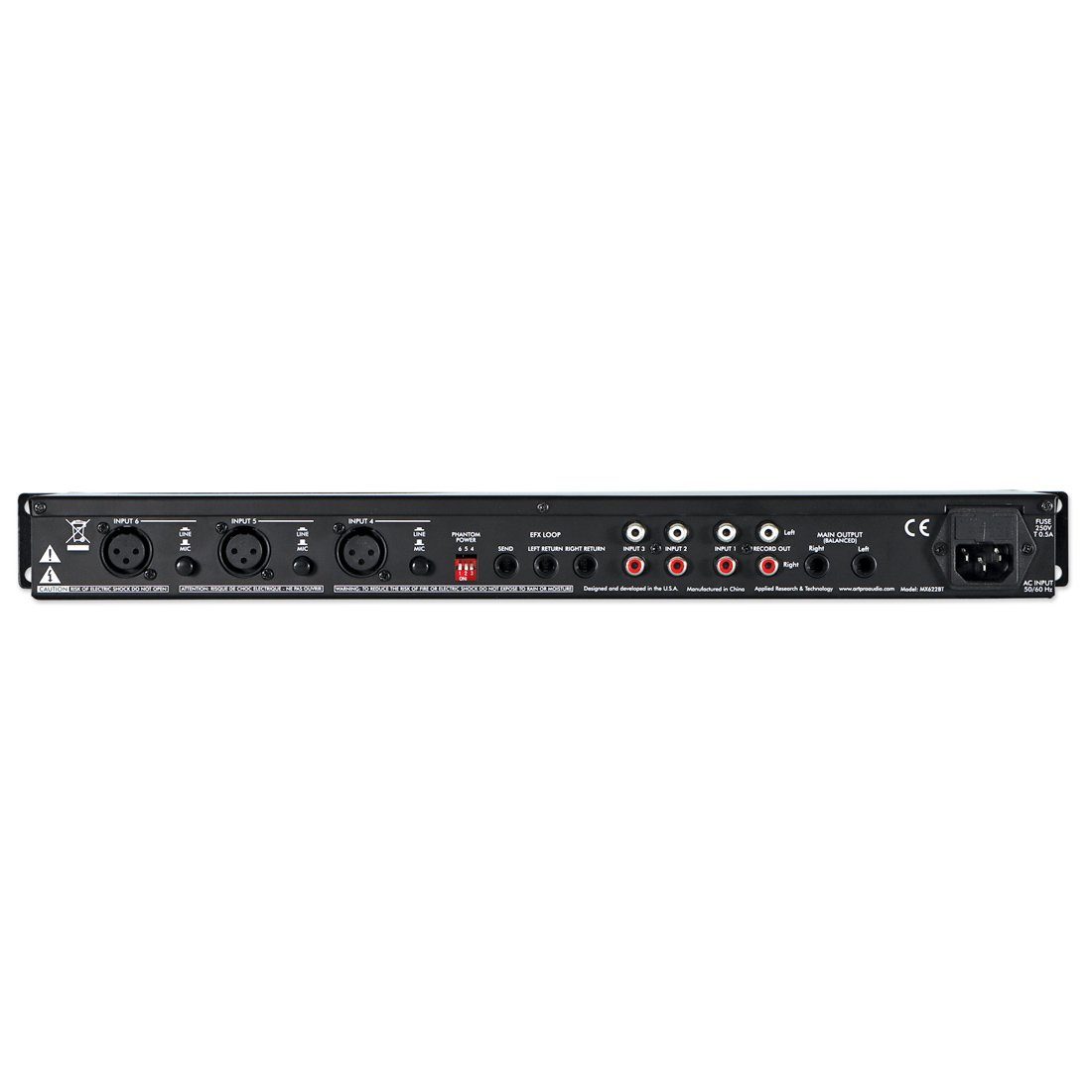 Art Audio Mischpult ART MX622BT 6-Kanal-Stereo-Mixer mit XLR Kabel, (Live, Studio, Mischer), Mischpult