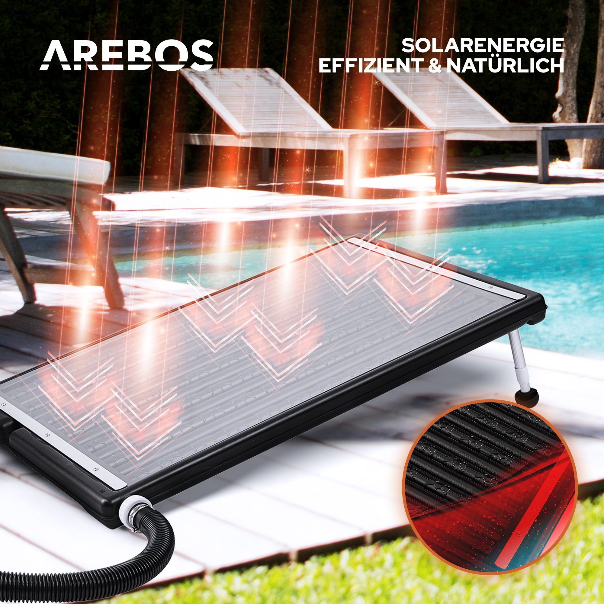 Arebos Solarabsorber Solarmatte Pool Solarheizung Poolheizung Solar