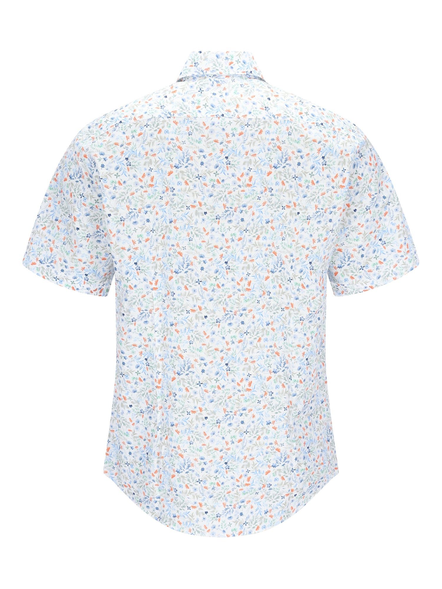 Hajo Kurzarmhemd allover bedrucktes Hemd mit Kentkragen in reiner Baumwolle