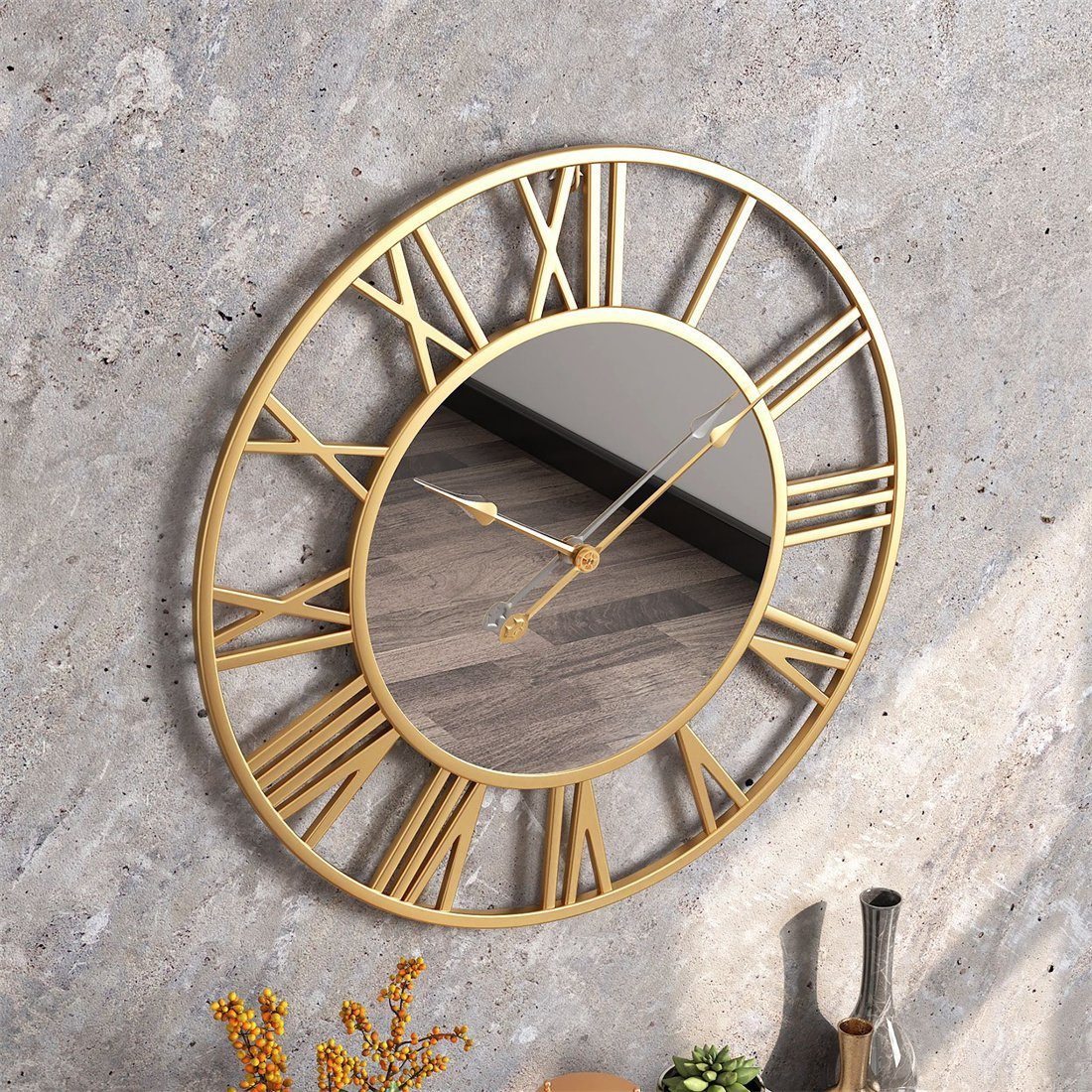 DÖRÖY Wanduhr 40cm Metall, kreative aus Gold Moderne Vintage-Wanduhr Wanduhr stille Uhr