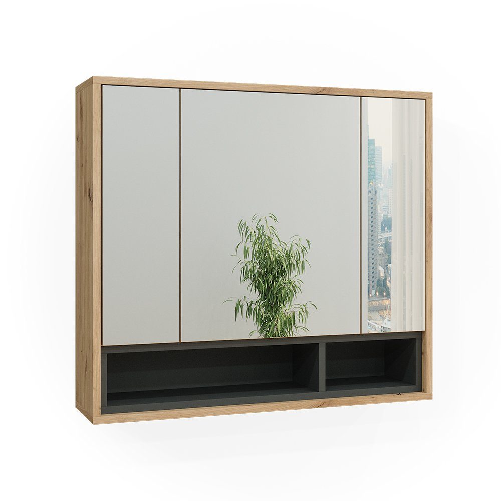 Vicco Badezimmerspiegelschrank Beatrice, Eiche/Anthrazit, 80 x 72 cm (1-St)