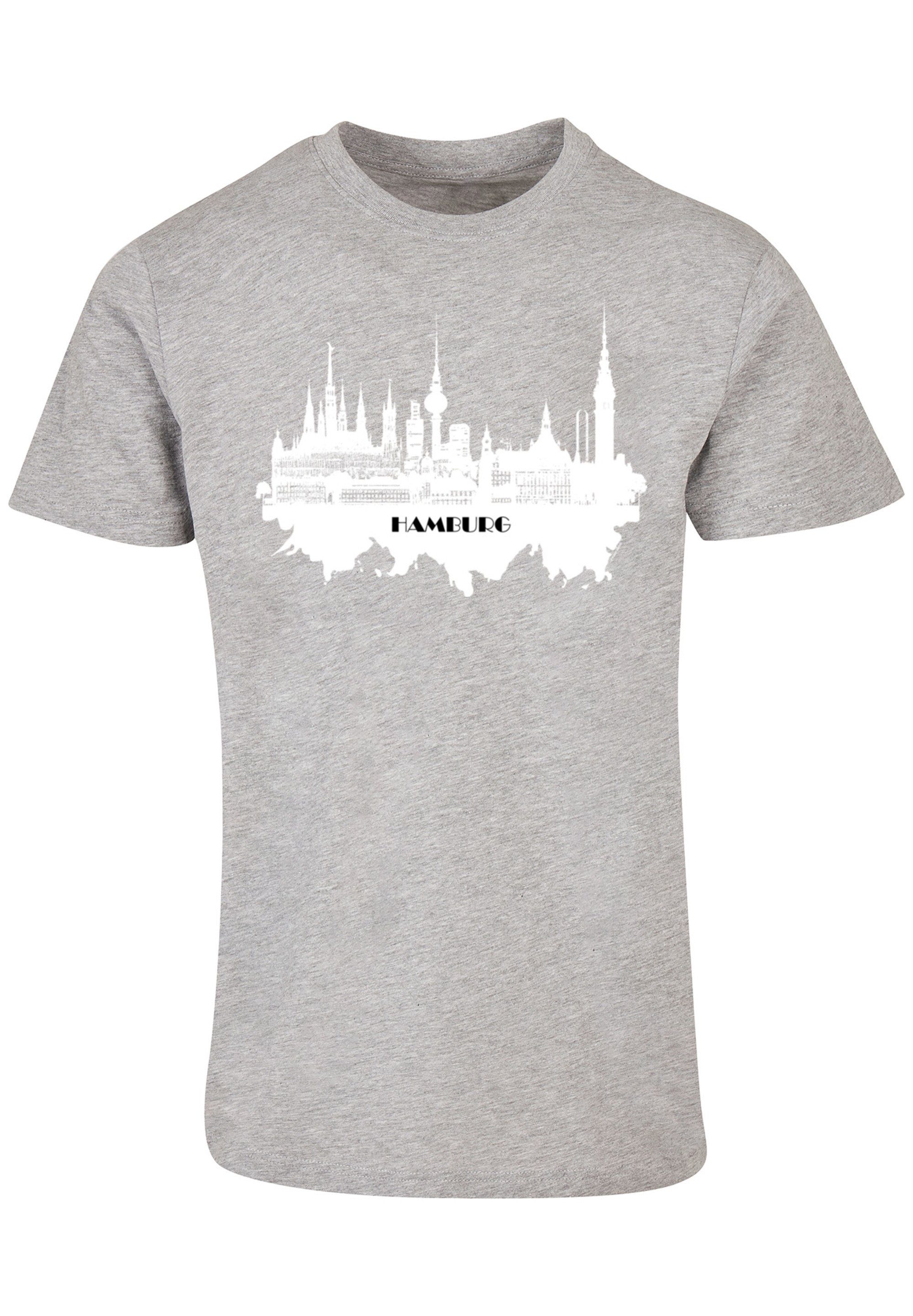 F4NT4STIC T-Shirt Cities Collection - Hamburg skyline Print, Rippbündchen  am Hals und Doppelnähte am Saum