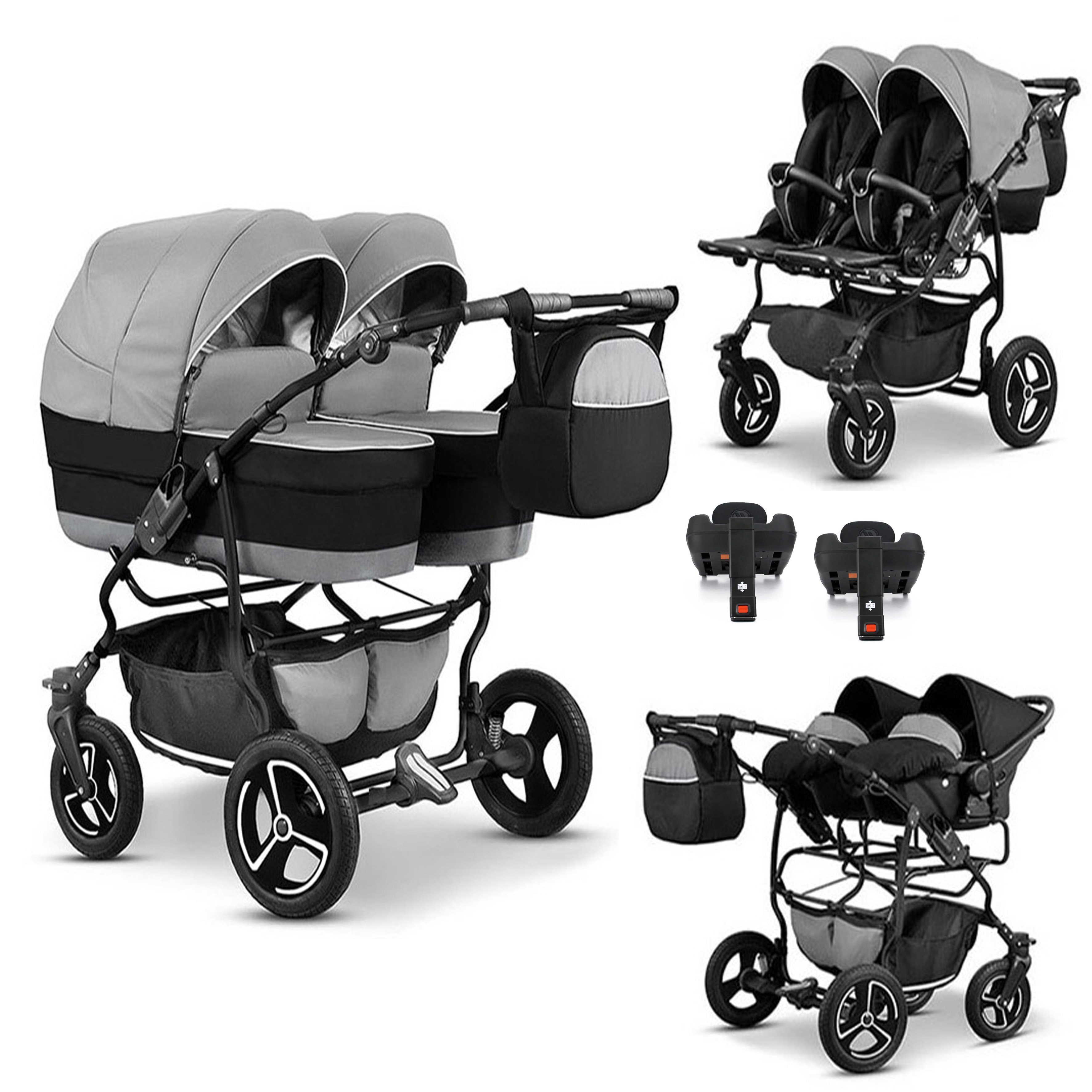 Zwillingswagen Twin Star 5 in 1 inkl. Sportsitze, Autositze und Isos in 16 Farben