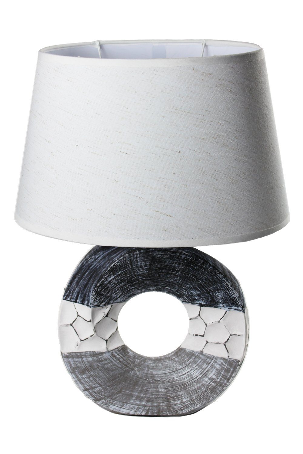 Arnusa Tischleuchte Maritim Keramik Tischlampe Nachttischlampe, Ein-Aus Schalter, ohne Leuchtmittel, mit ovalen weißen Schirm