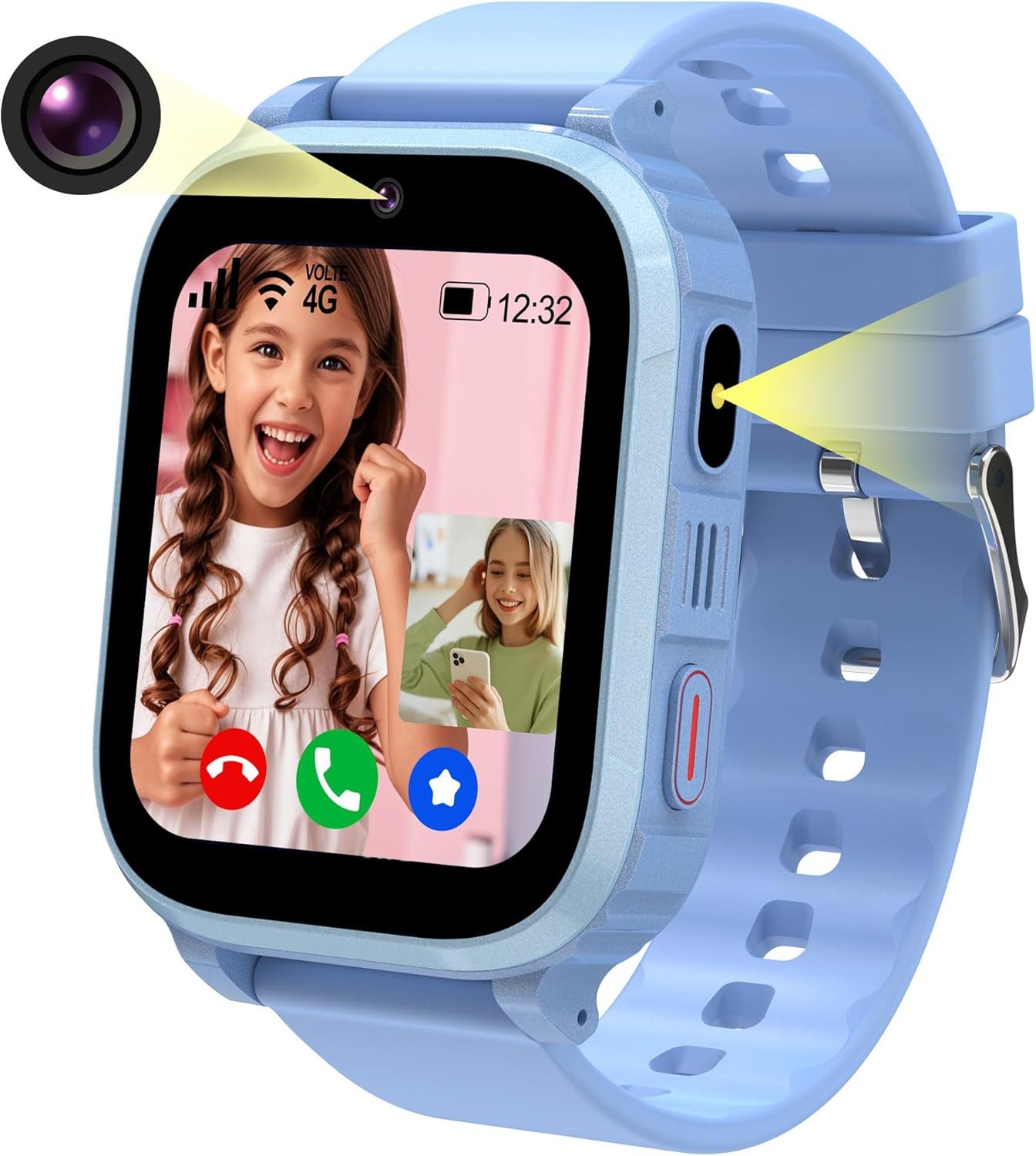 Ruopoem B0FMY45PVM Smartwatch (2,5 cm, sim-karte), 4G KINDER SMARTWATCH