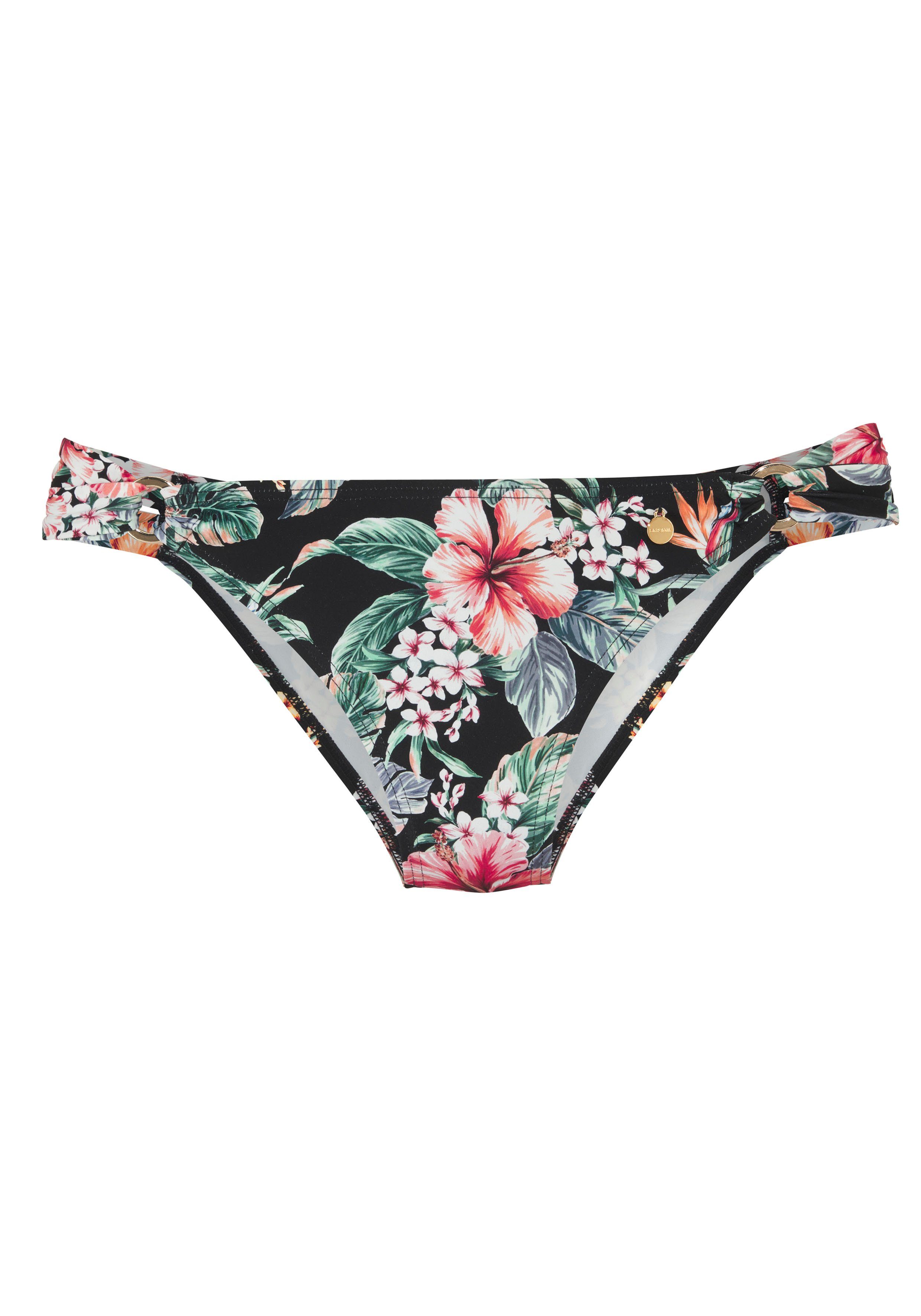 LASCANA Bikini-Hose Salsa mit Zierringen und tollem Blumenprint günstig online kaufen