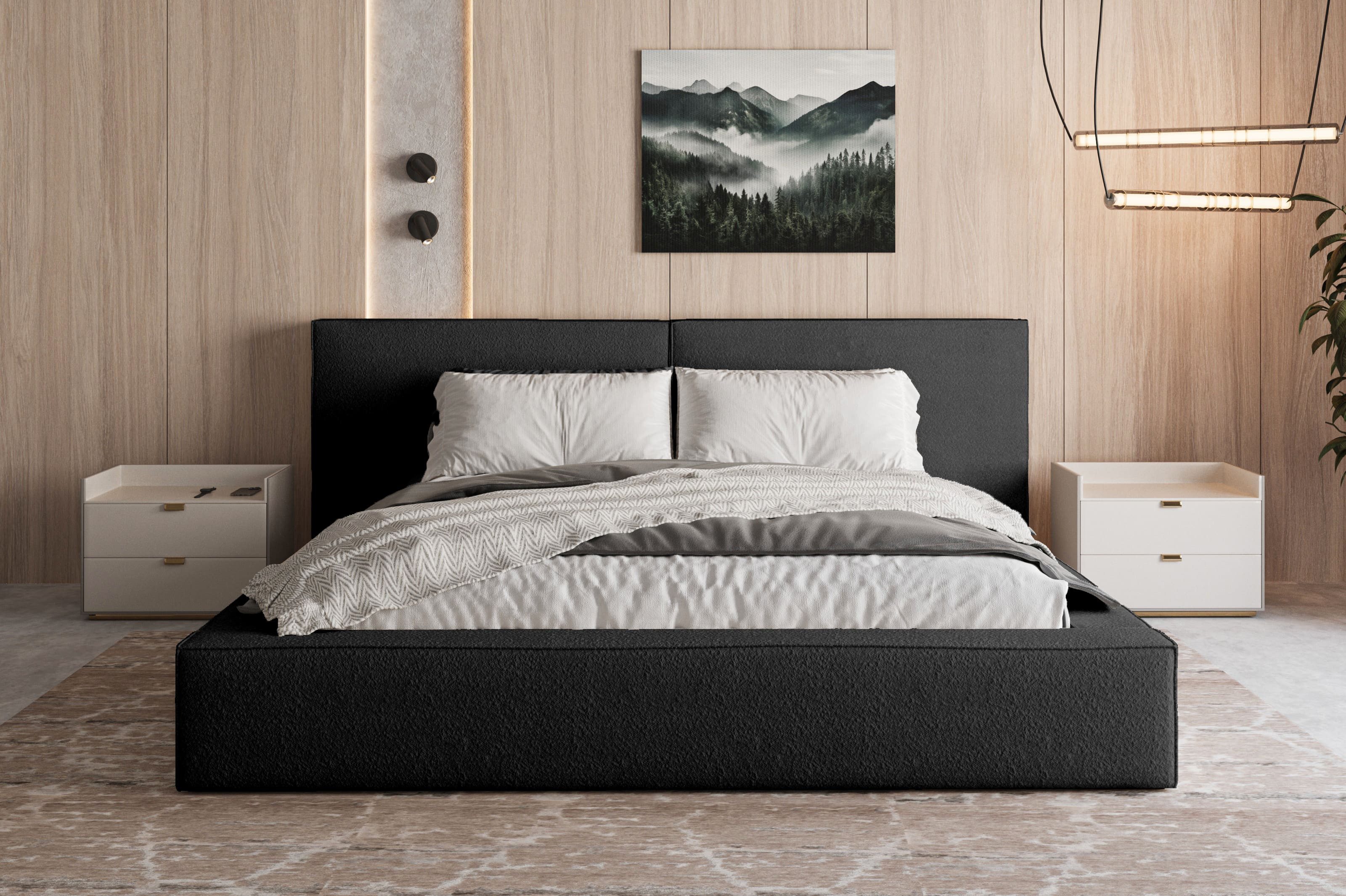 MOEBLO Polsterbett aus Bouclé Bett 06 (Bezug: Boucle, Doppelbett mit Kopfst günstig online kaufen