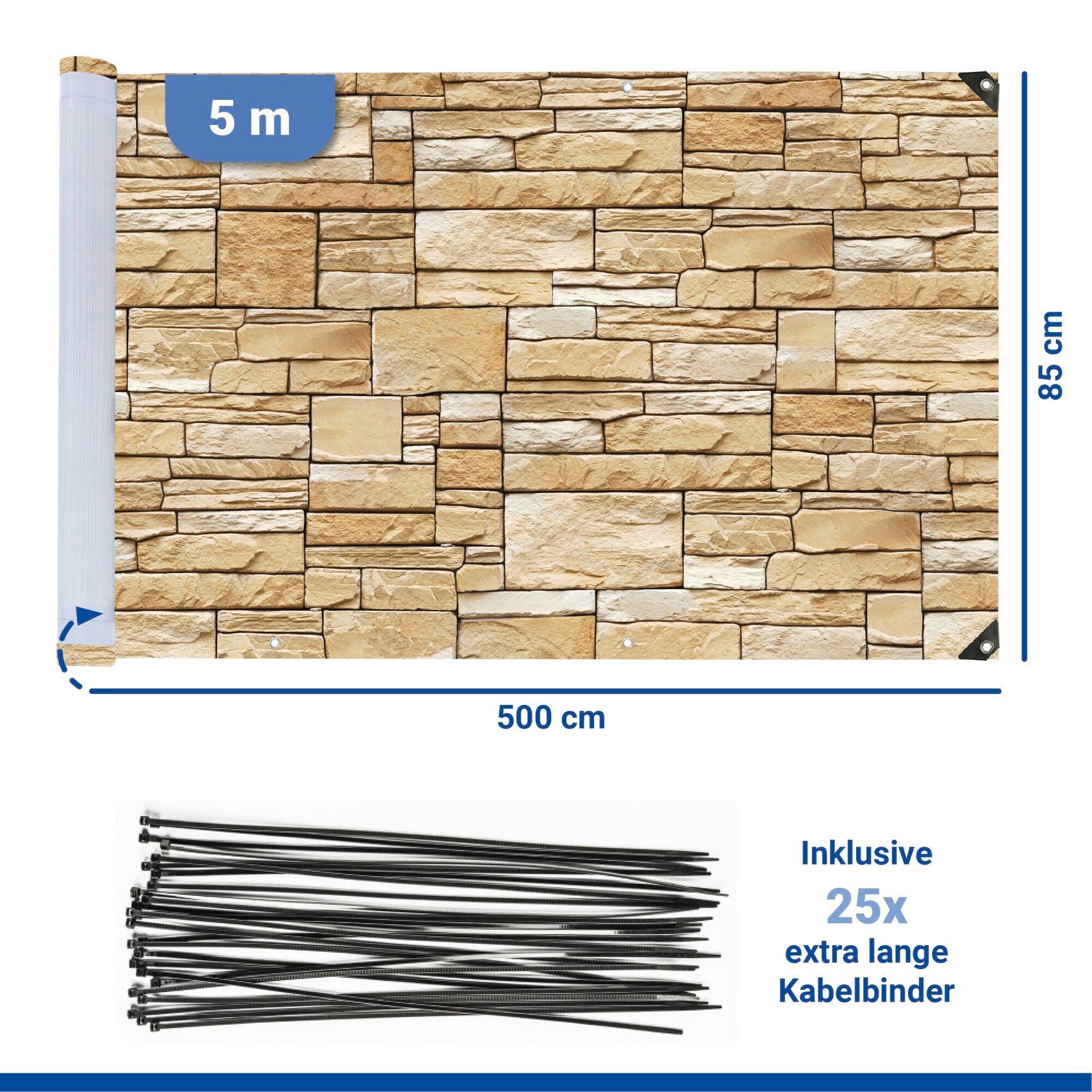 WENKO Balkonsichtschutz Mauer LxH: 500x85 cm, für Balkon und Terrasse – Bild 4 von 5