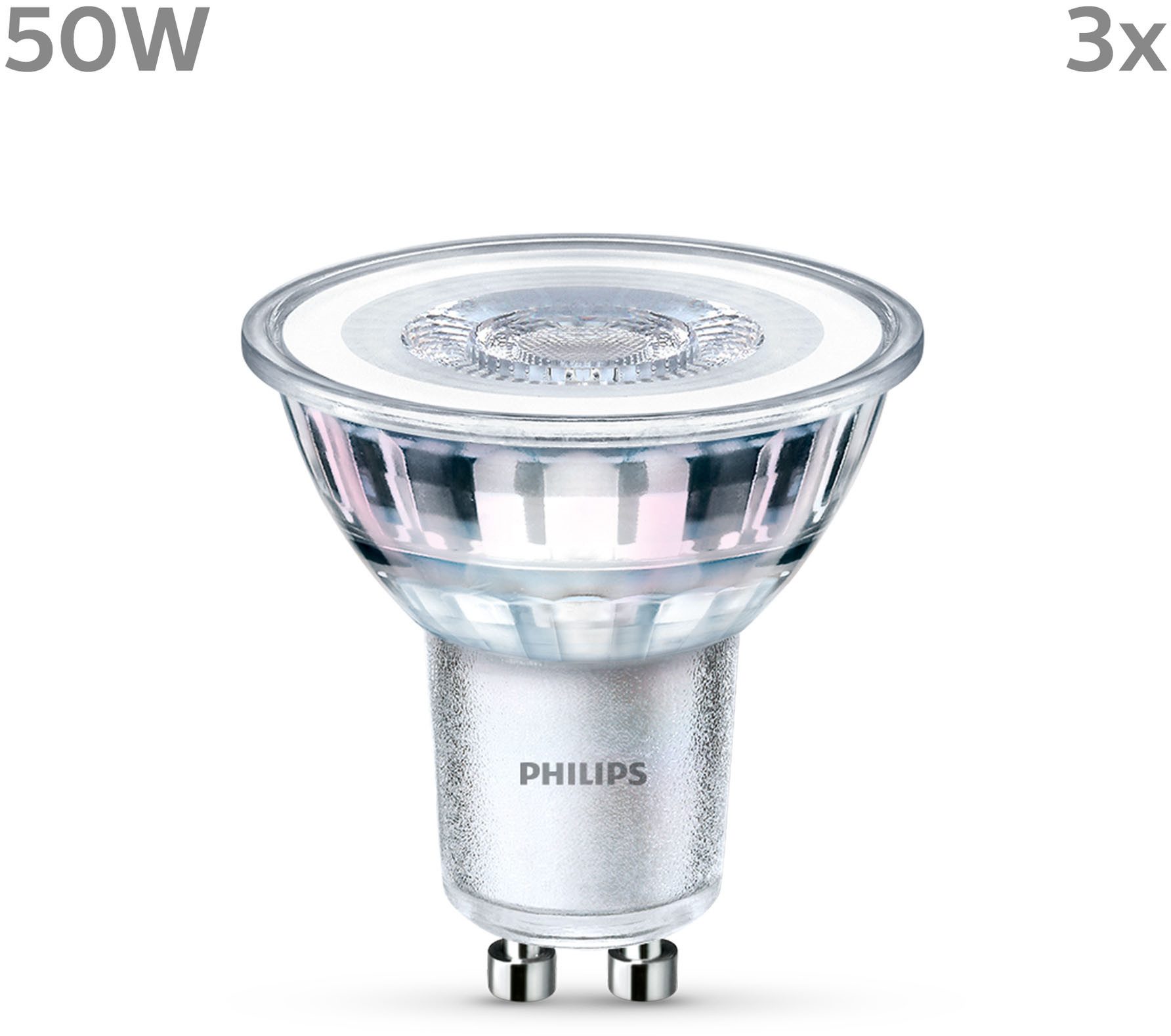 Philips Hue LED-Leuchtmittel LED classic Lampe 50W GU10 kaltweiß 390lm 3er Pack, GU10