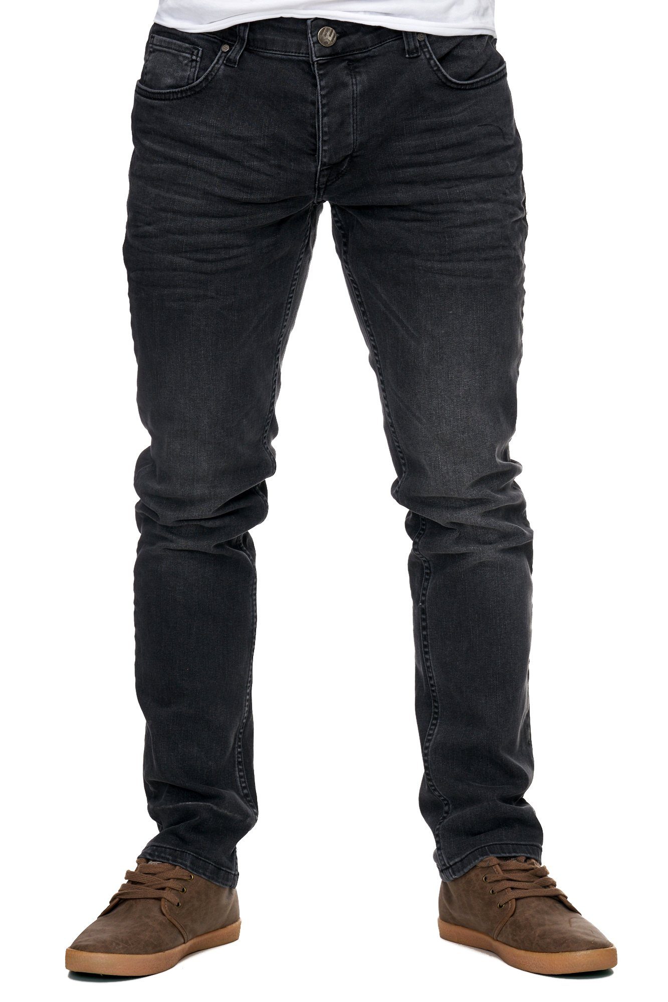 Slim Stretch-Denim Slim Reslad Jeans-Hose Jeans-Hose Stretch Basic Reslad schwarz Fit Style Fit Stretch-Jeans Jeans-Herren