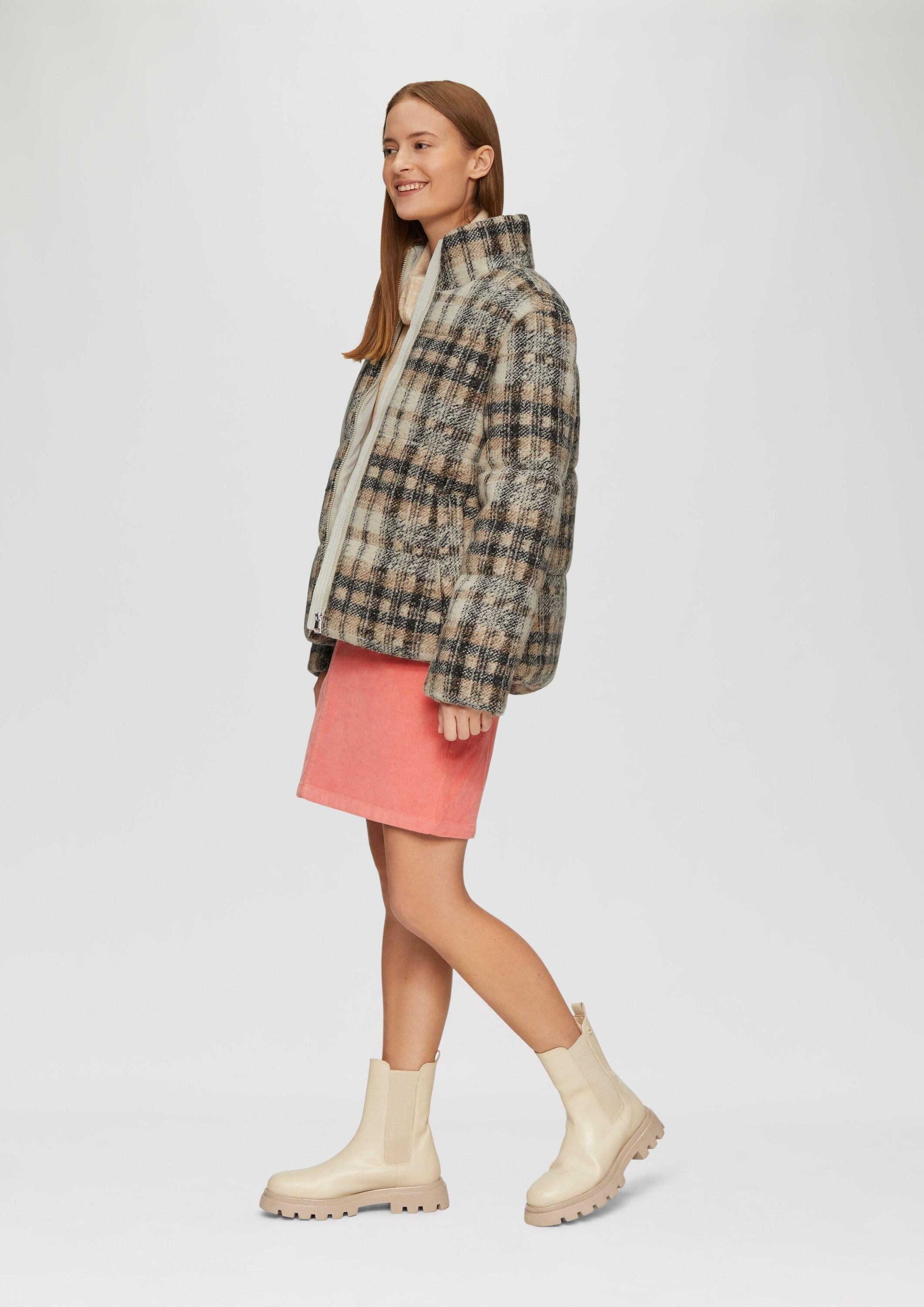 s.Oliver Winterjacke Outdoor-Jacke Karierte Pufferjacke in Woll-Optik