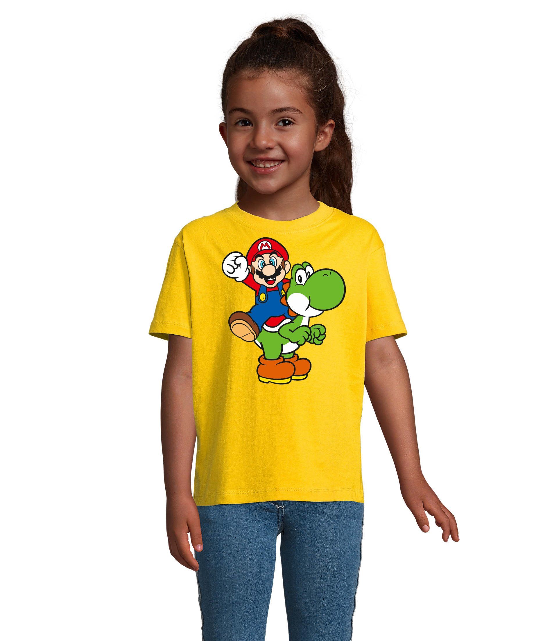 Blondie & Brownie T-Shirt Kinder Yoshi & Mario Konsole Retro Super Luigi