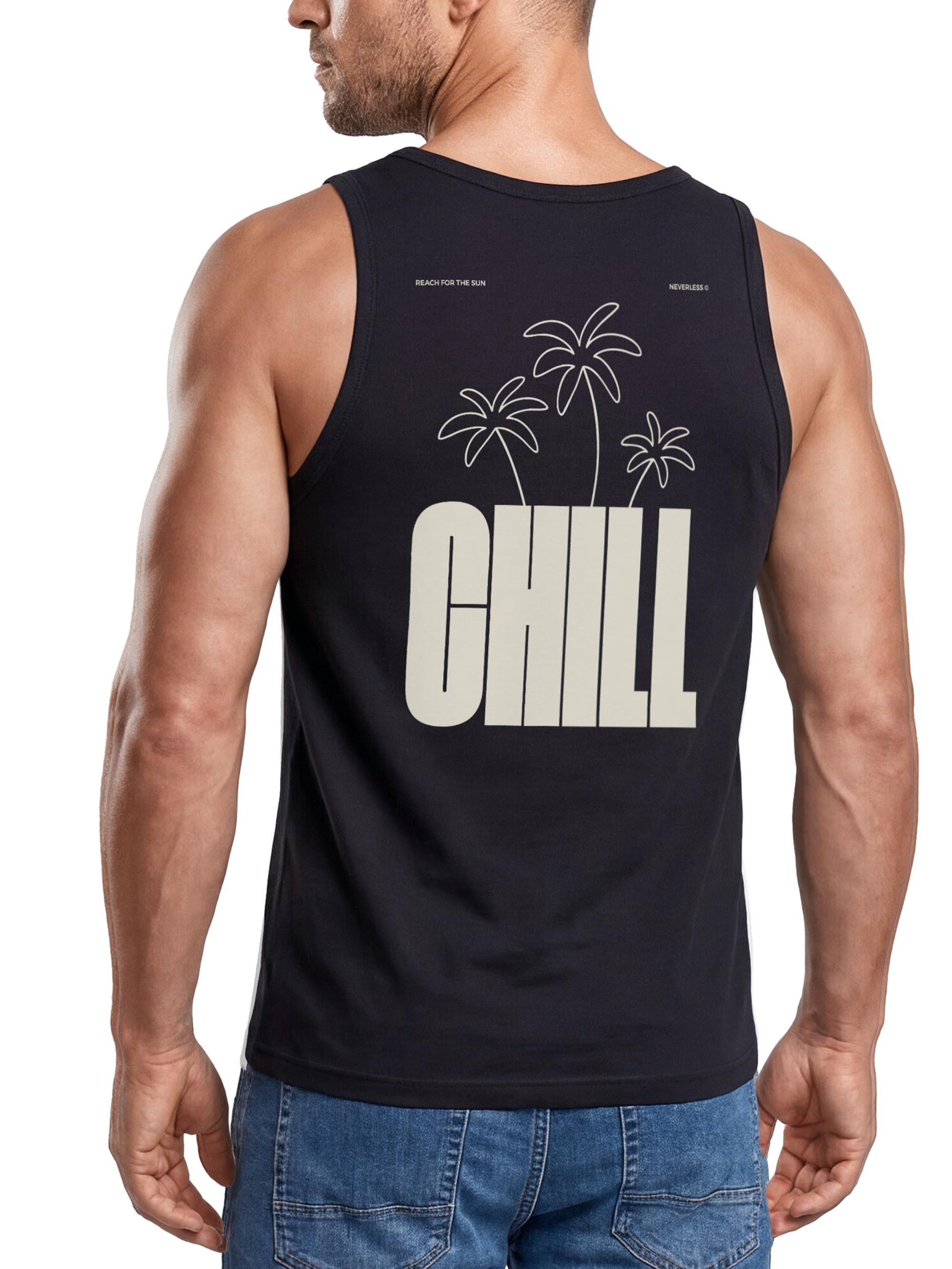 Neverless Tanktop Tanktop Herren mit Grafik-Print - Palmen Design Chill- Trägershirt mit Print