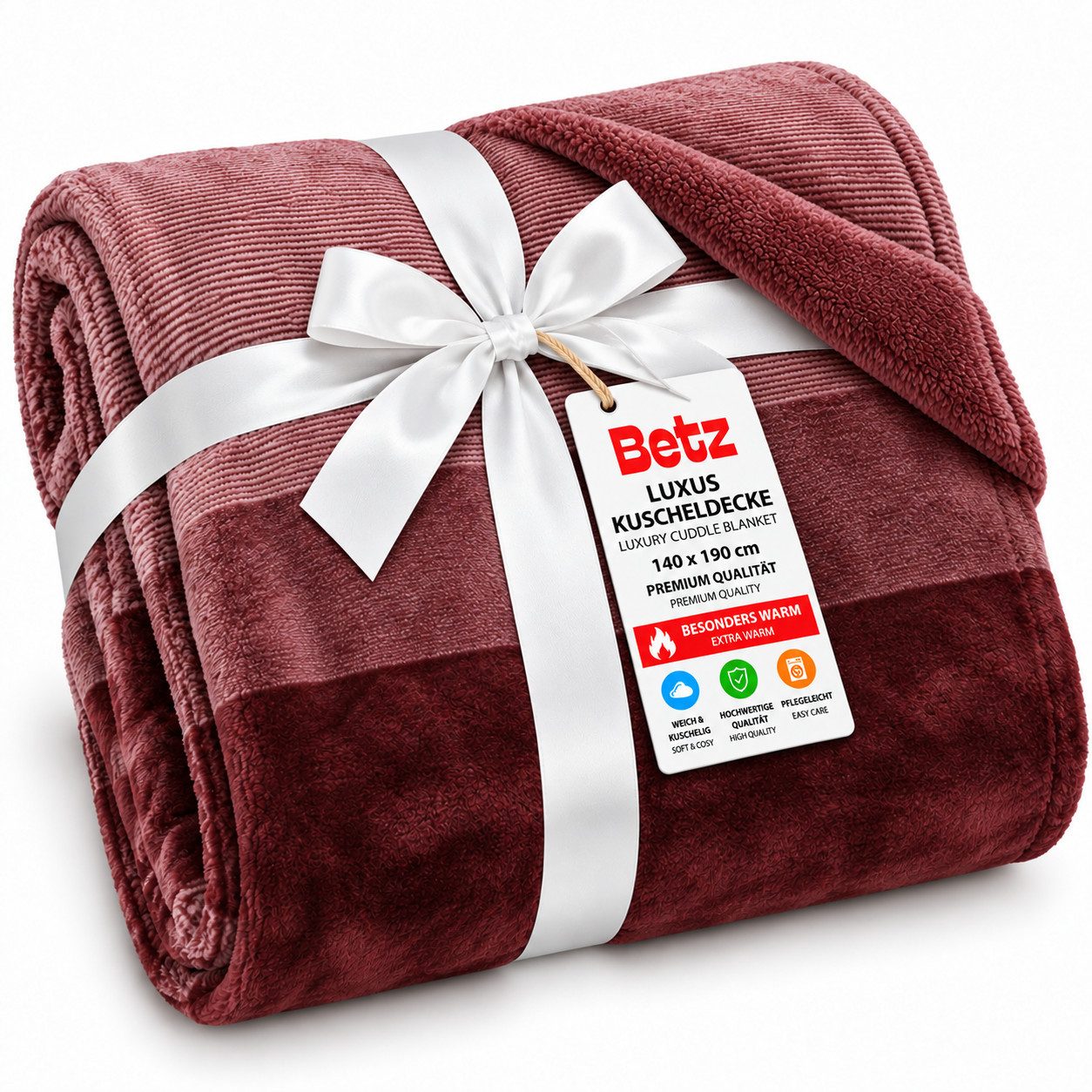 Wohndecke Kuscheldecke in der Geschenkverpackung Größe 140x190 cm, Betz, Wohndecke XXL Warm Sofadecke Decke Couch